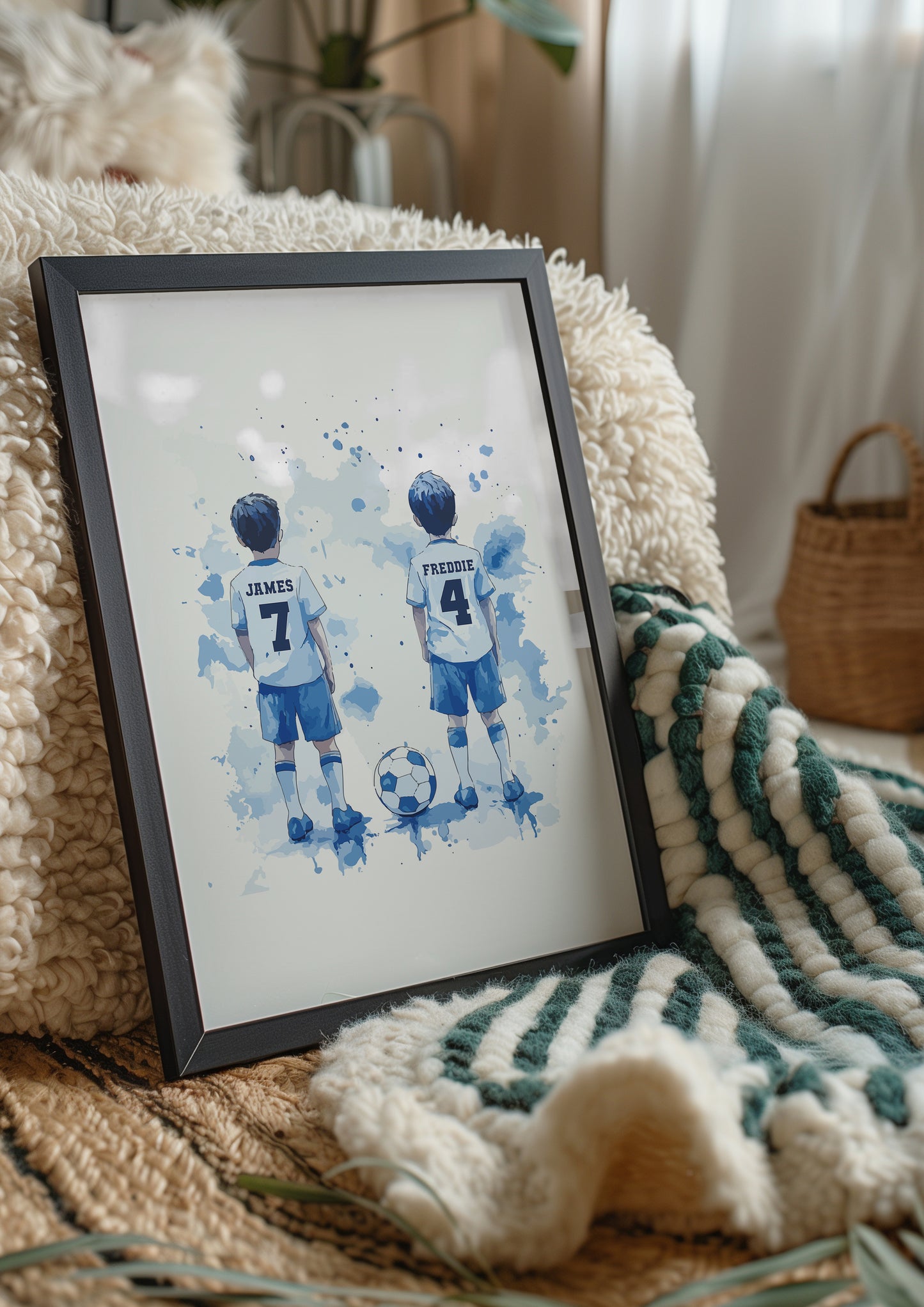 Football Wall Art Print, Personalised Custom Name Football Prints, Boys Bedroom Decor, Kid Bedroom Football Decor, Football Shirt Name Print