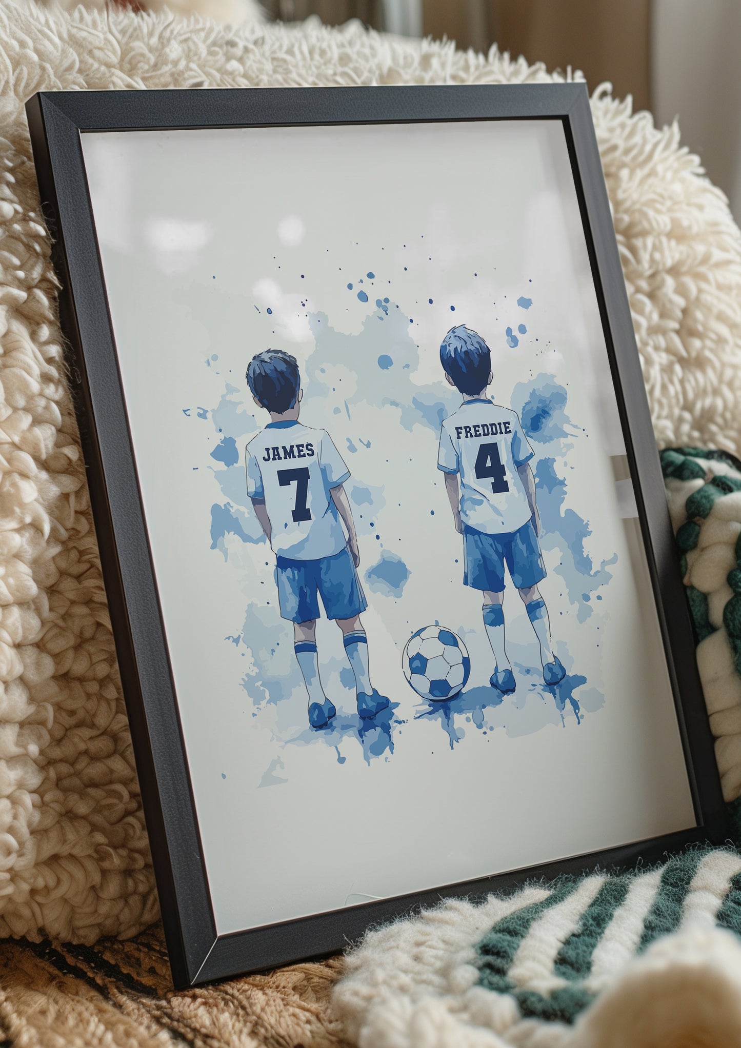 Football Wall Art Print, Personalised Custom Name Football Prints, Boys Bedroom Decor, Kid Bedroom Football Decor, Football Shirt Name Print