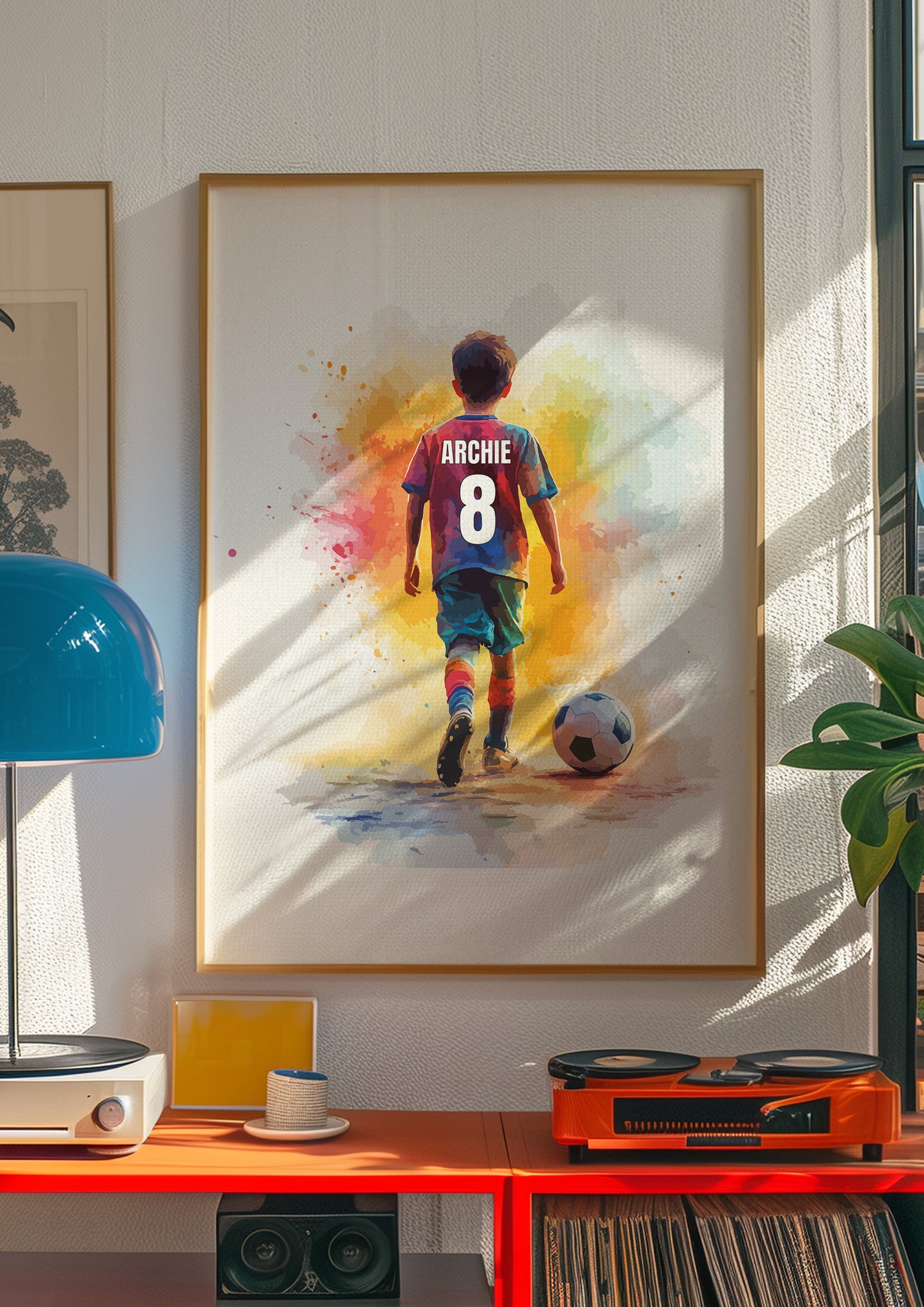 Personalised Watercolour Single Football Wall Art