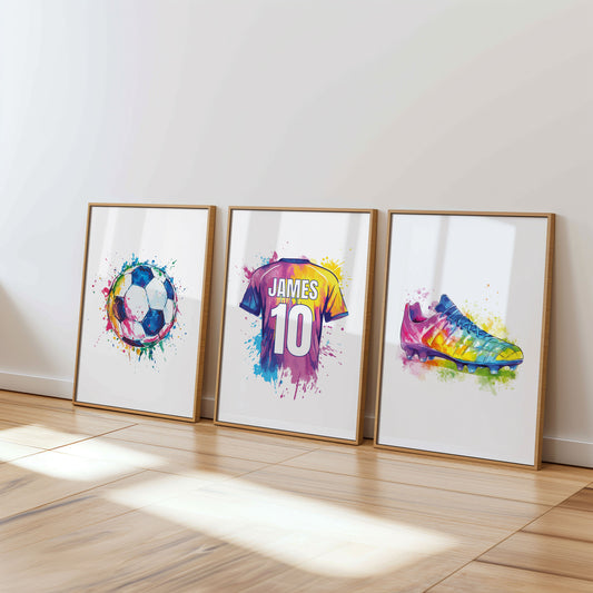 Personalised Watercolour Football Shirt Prints