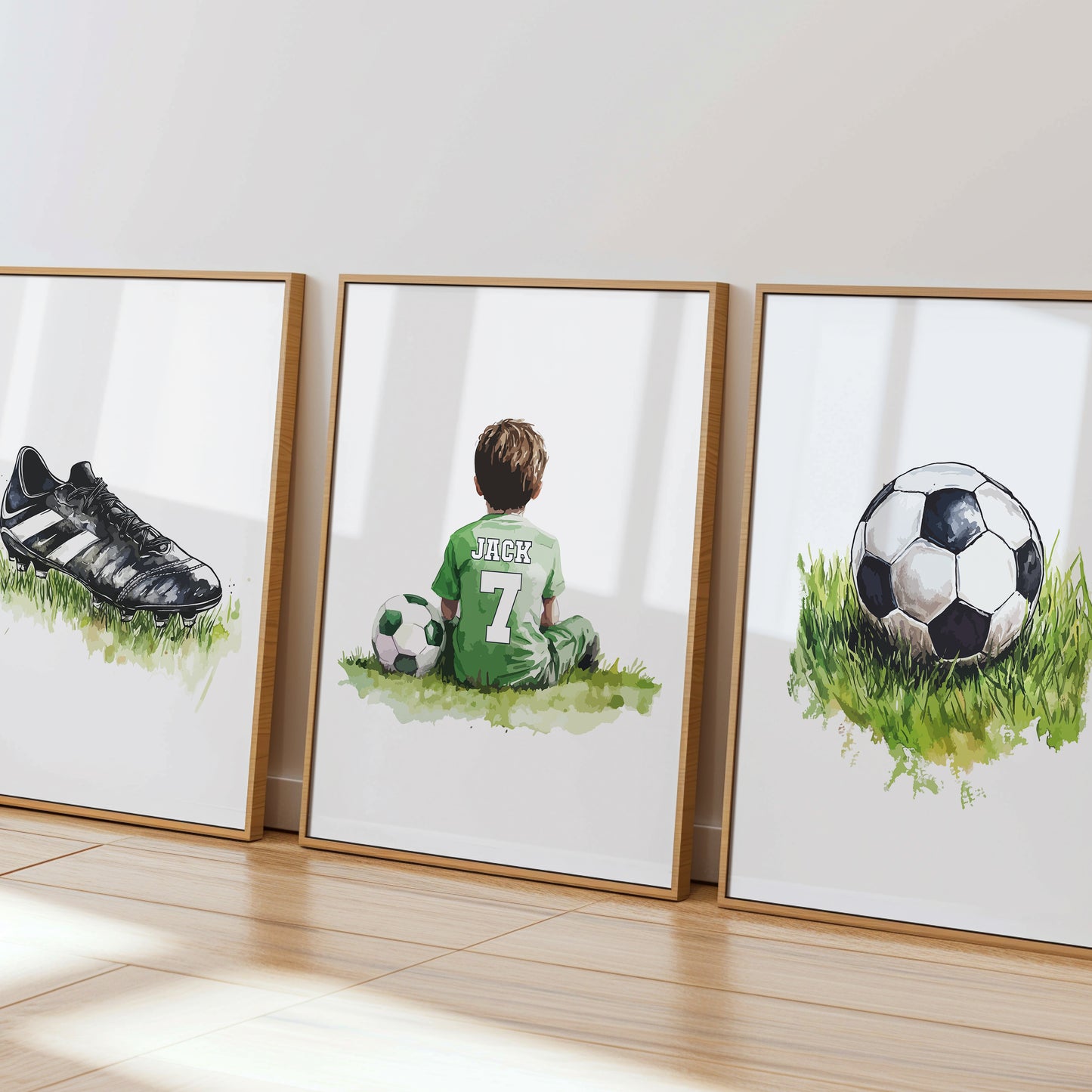 Personalised Football Wall Art Prints Personalised Football Prints Boys Bedroom Decor, Kid Bedroom Football Decor, Football Shirt Name Print