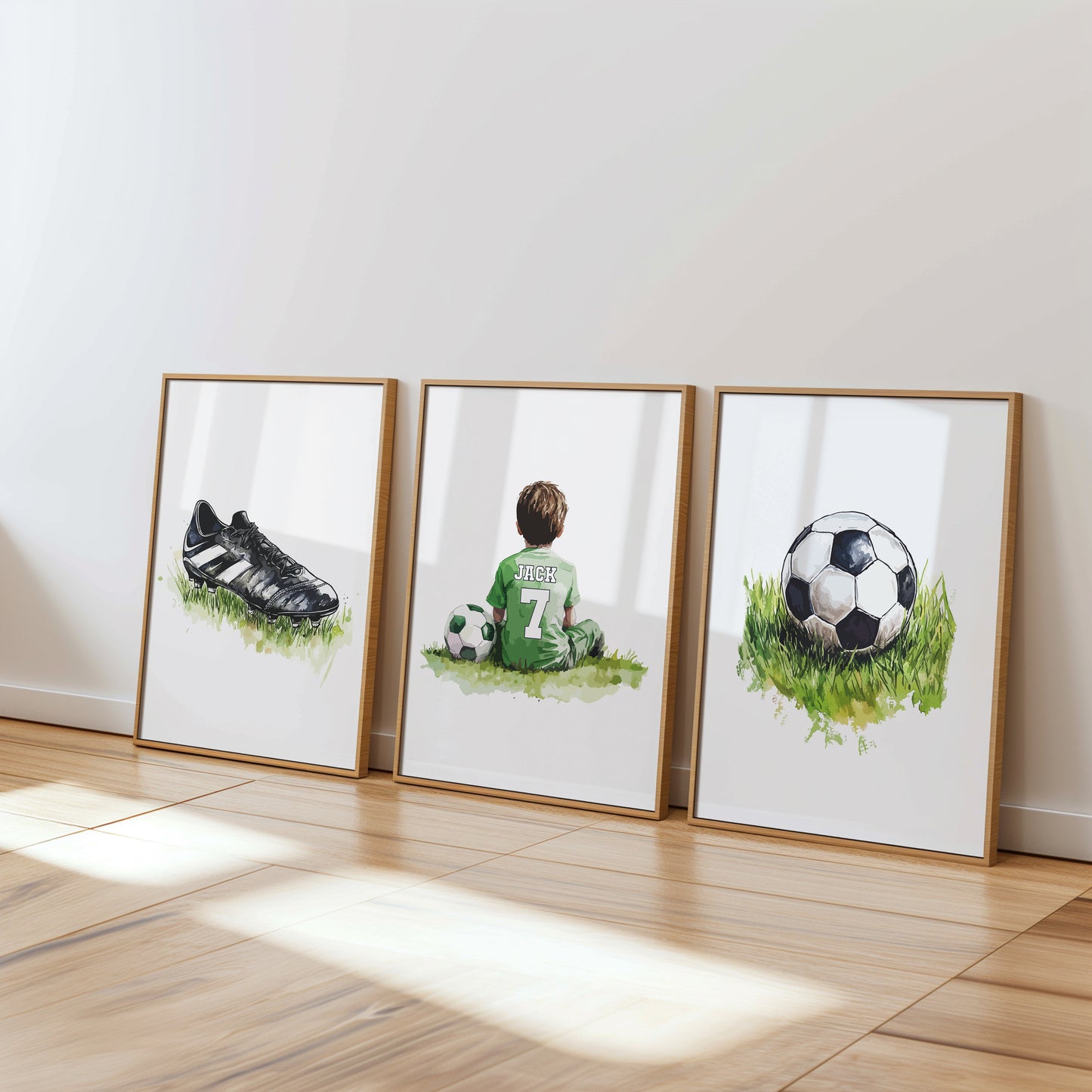 Personalised Football Wall Art Prints Personalised Football Prints Boys Bedroom Decor, Kid Bedroom Football Decor, Football Shirt Name Print