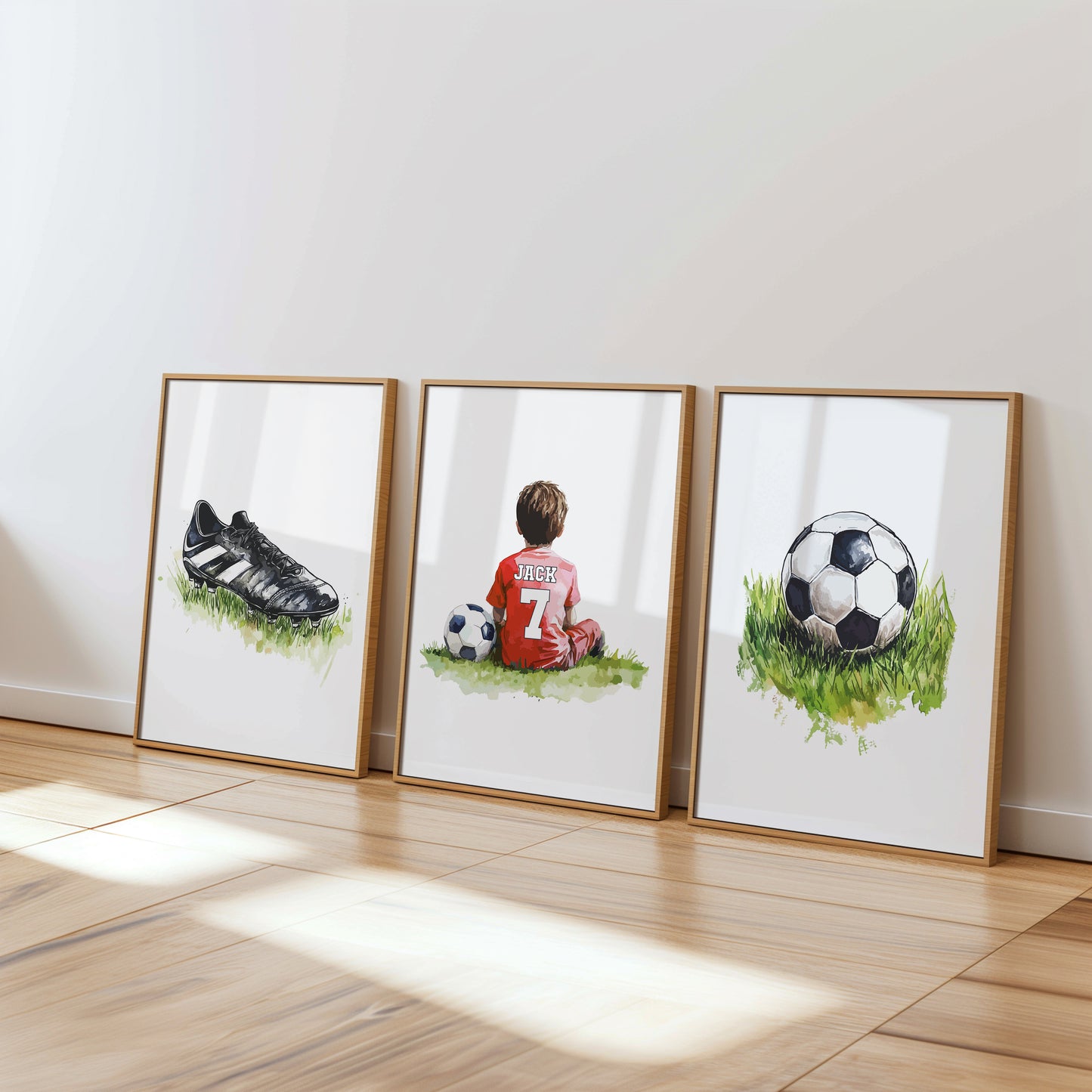 Personalised Football Wall Art Prints Personalised Football Prints Boys Bedroom Decor, Kid Bedroom Football Decor, Football Shirt Name Print