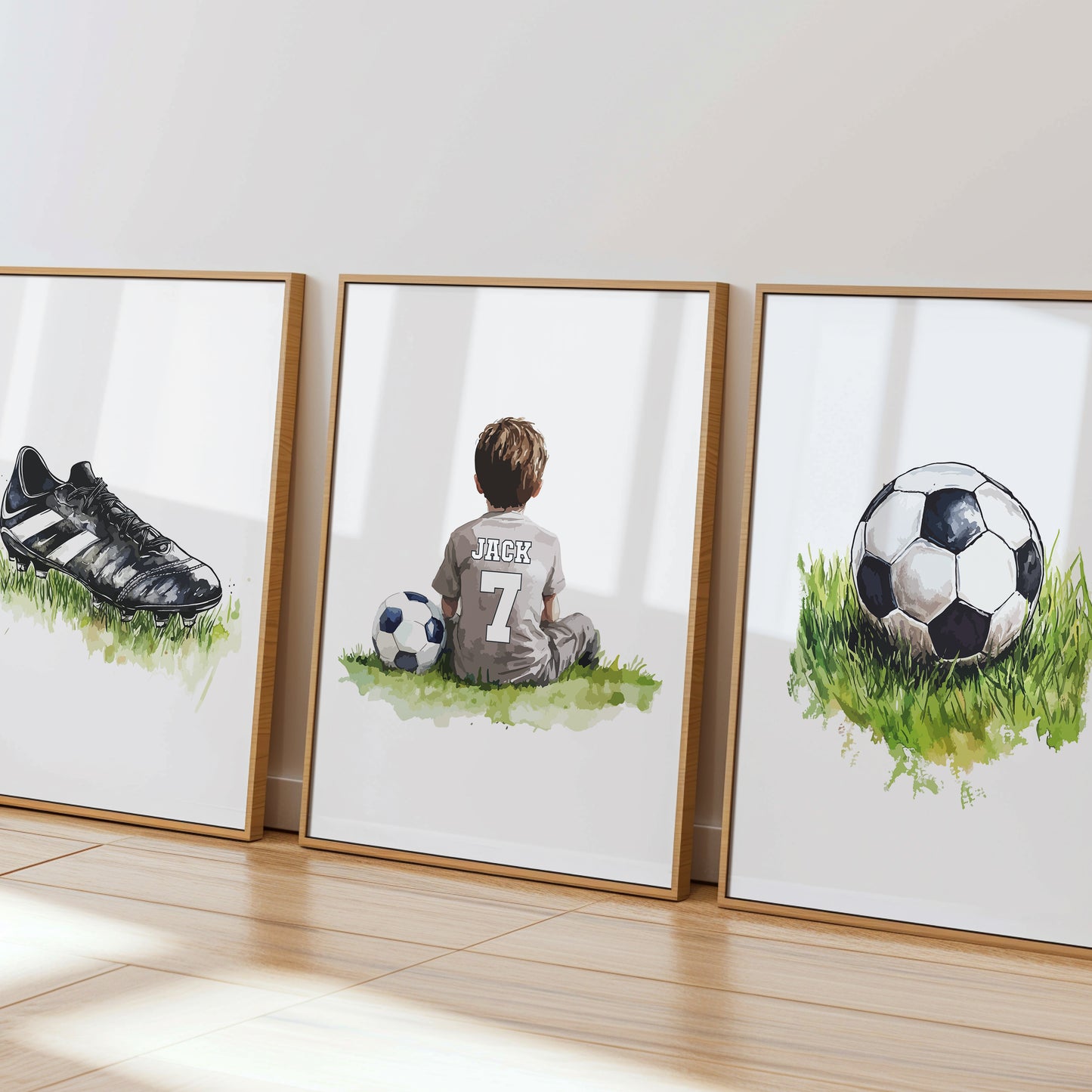 Personalised Football Wall Art Prints Personalised Football Prints Boys Bedroom Decor, Kid Bedroom Football Decor, Football Shirt Name Print