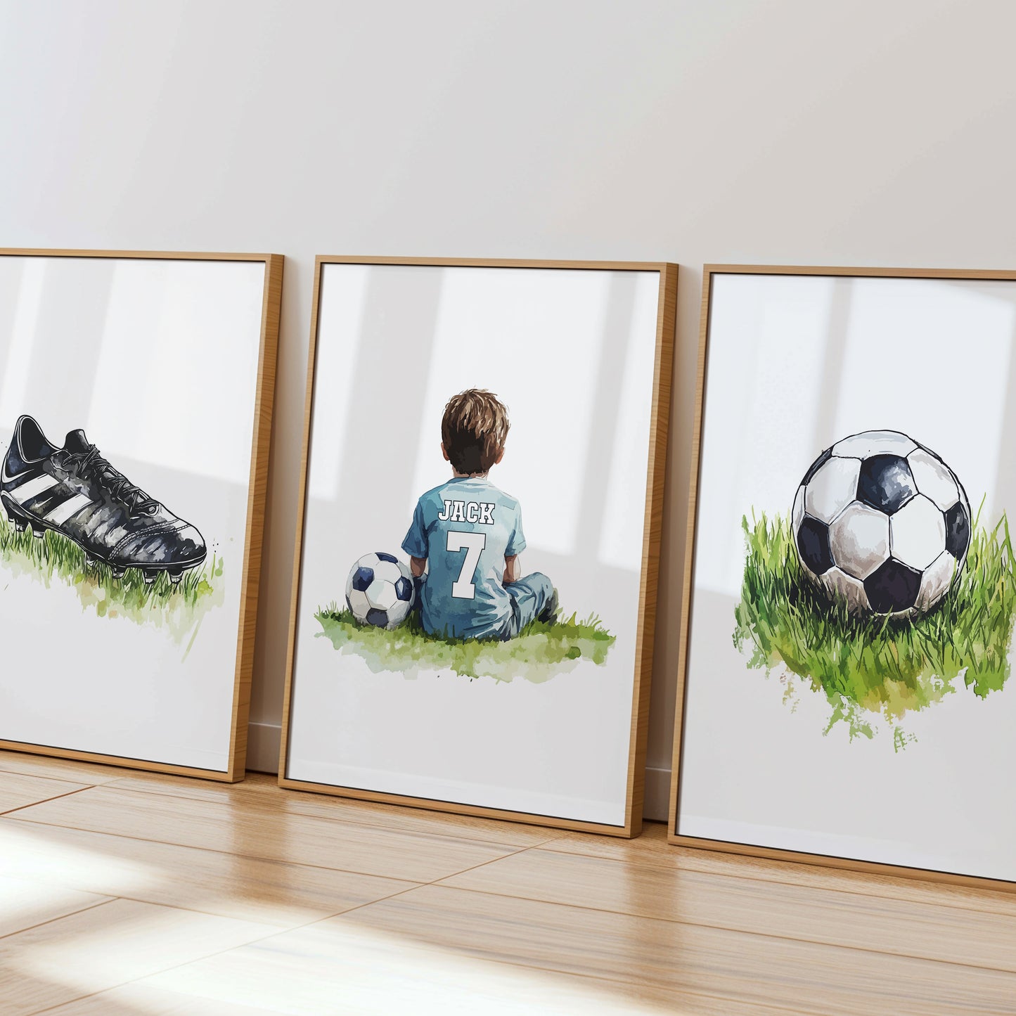 Personalised Football Wall Art Prints Personalised Football Prints Boys Bedroom Decor, Kid Bedroom Football Decor, Football Shirt Name Print