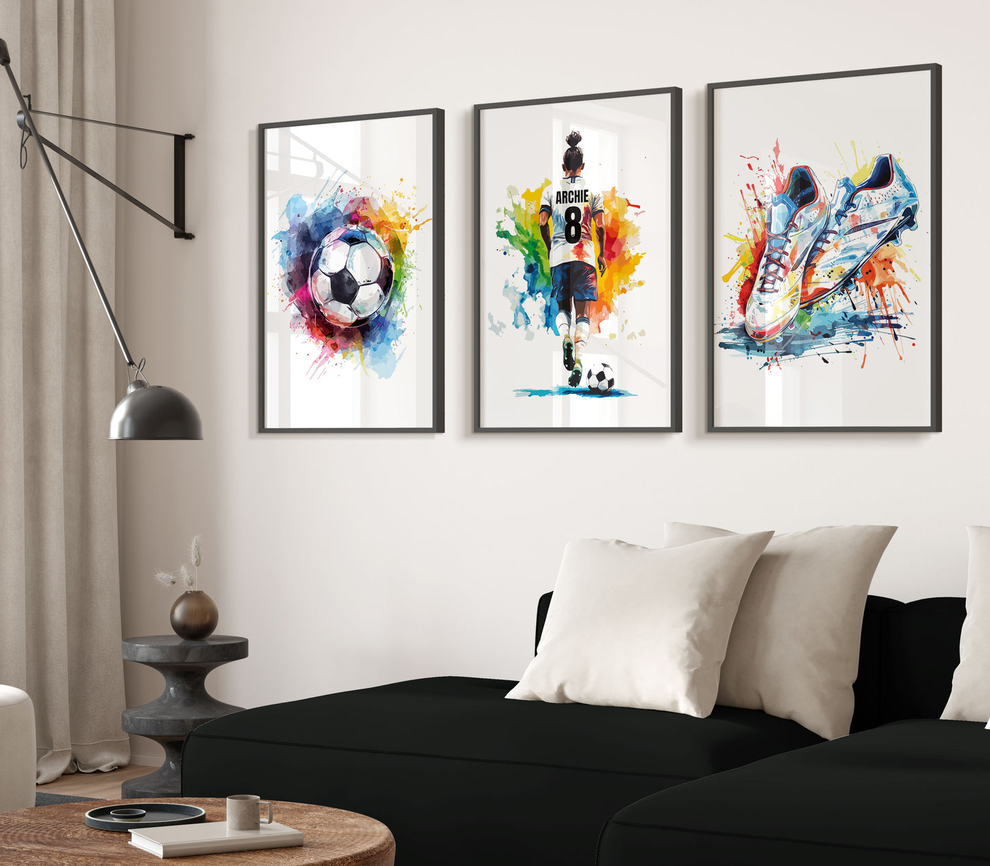 Personalised Football Prints Boys Bedroom Decor