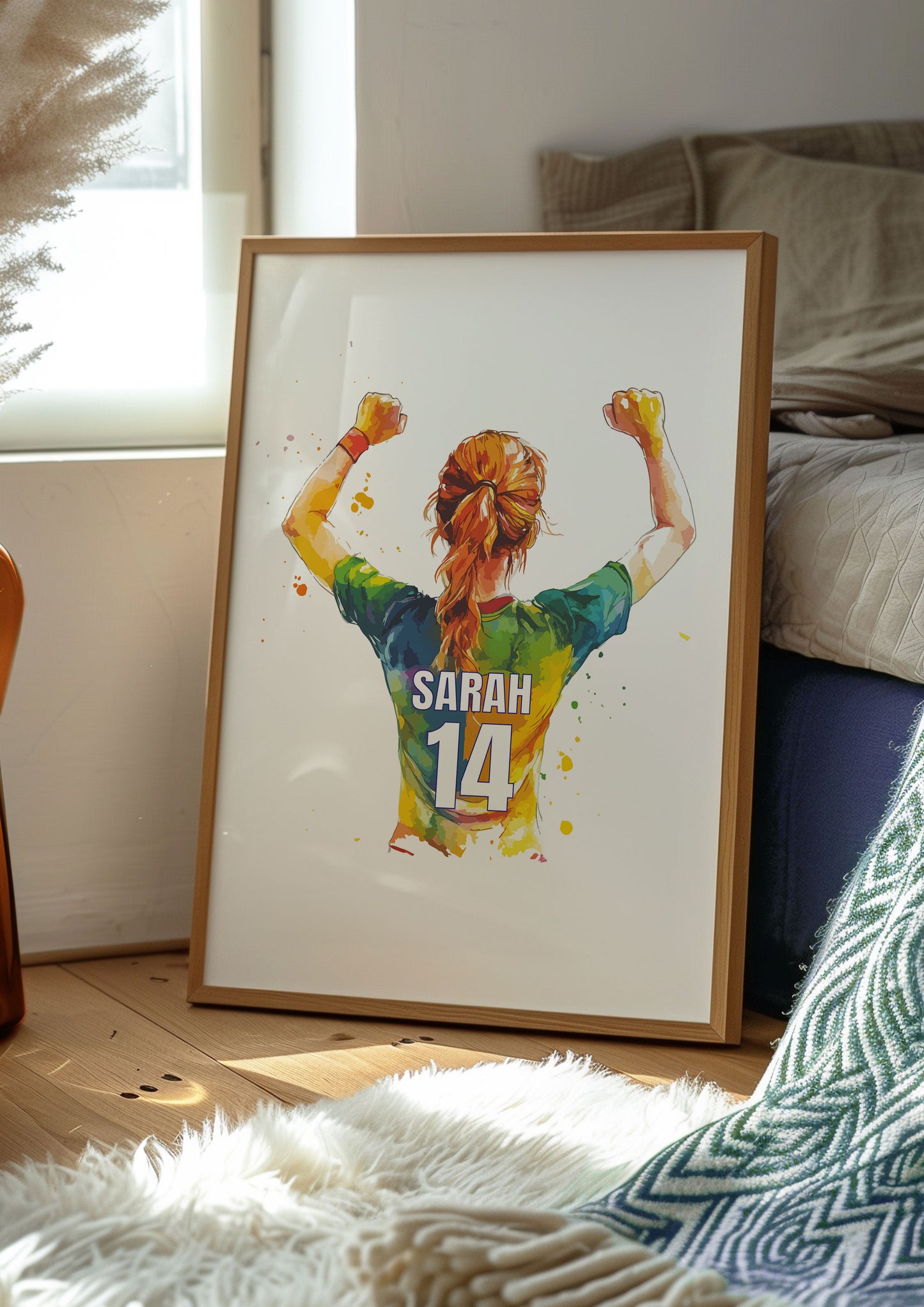 Personalised Football Shirt Wall Art Prints Personalised Football Prints Girls Bedroom Decor, Kid Bedroom Football Decor, Footballer Gifts