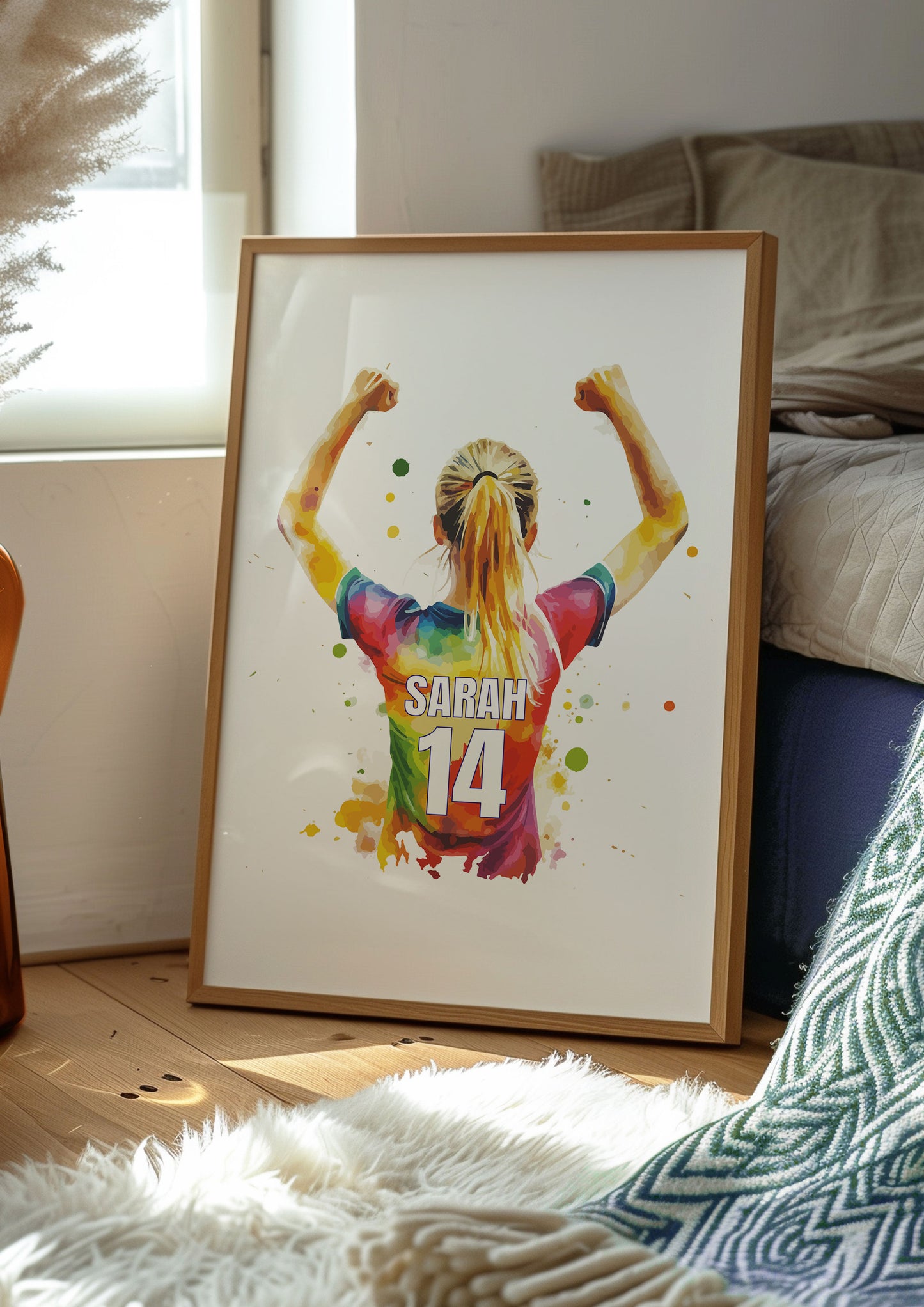 Personalised Football Shirt Wall Art Prints Personalised Football Prints Girls Bedroom Decor, Kid Bedroom Football Decor, Footballer Gifts