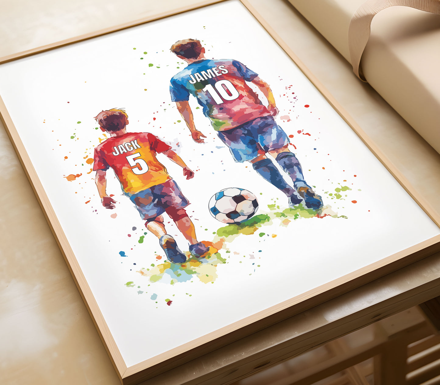 Personalised Dad and Son Football Wall Art