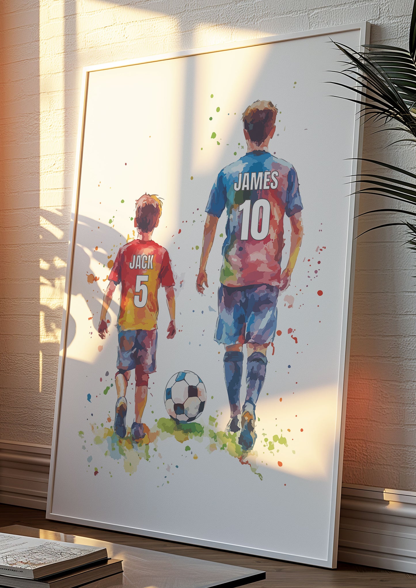 Personalised Dad and Son Football Wall Art