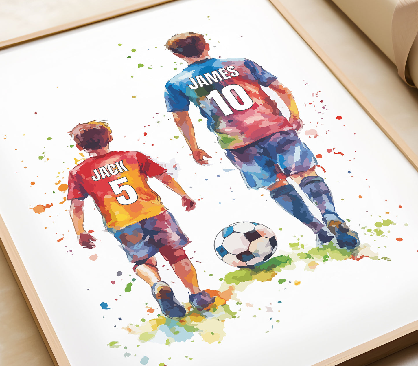 Personalised Dad and Son Football Wall Art