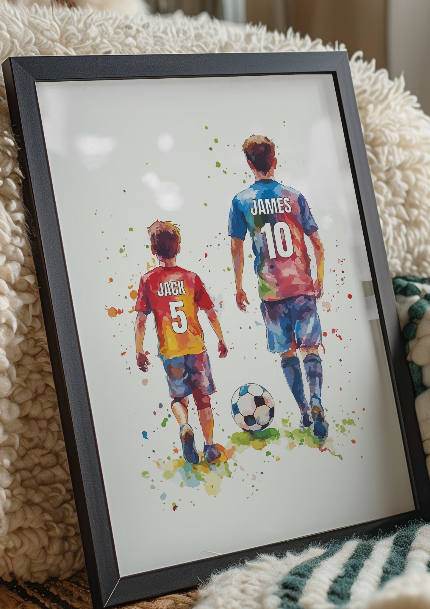 Personalised Dad and Son Football Wall Art