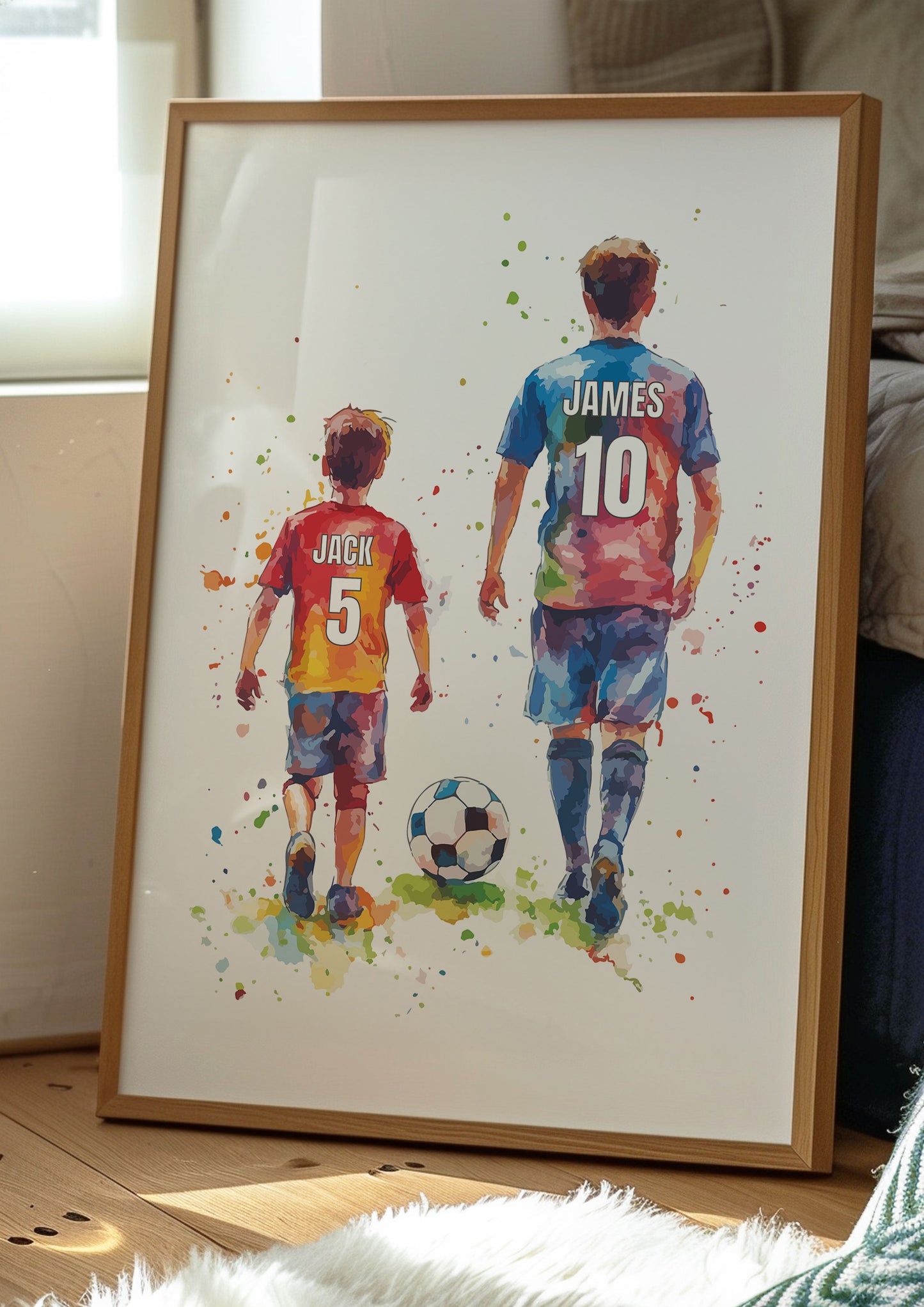 Personalised Dad and Son Football Wall Art