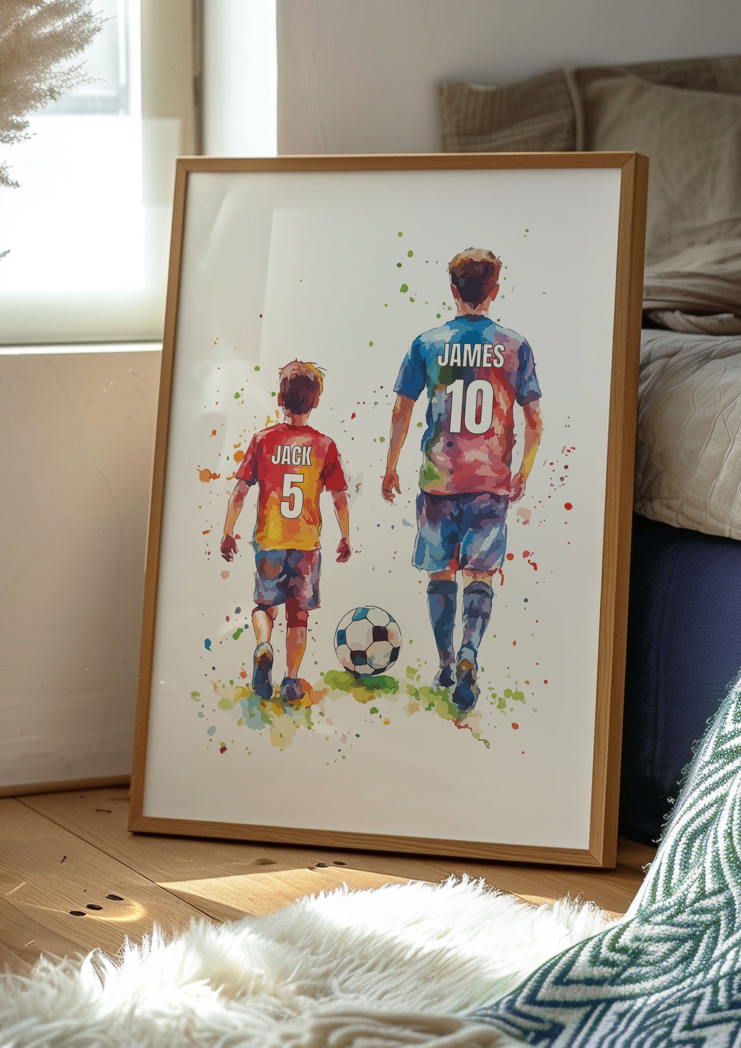 Personalised Dad and Son Football Wall Art