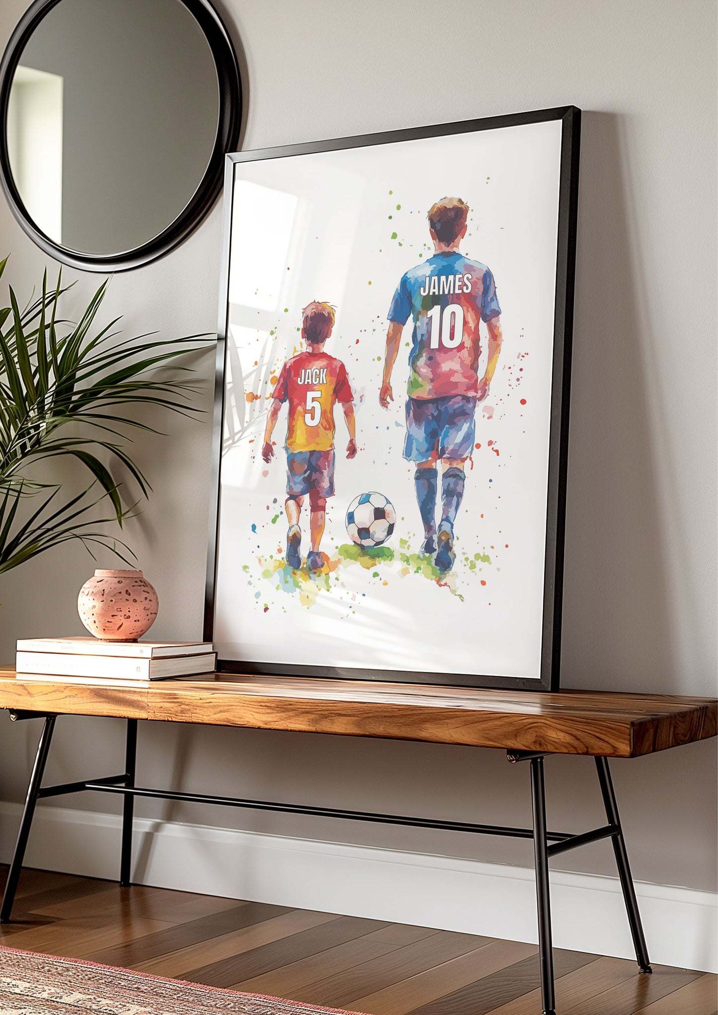 Personalised Dad and Son Football Wall Art