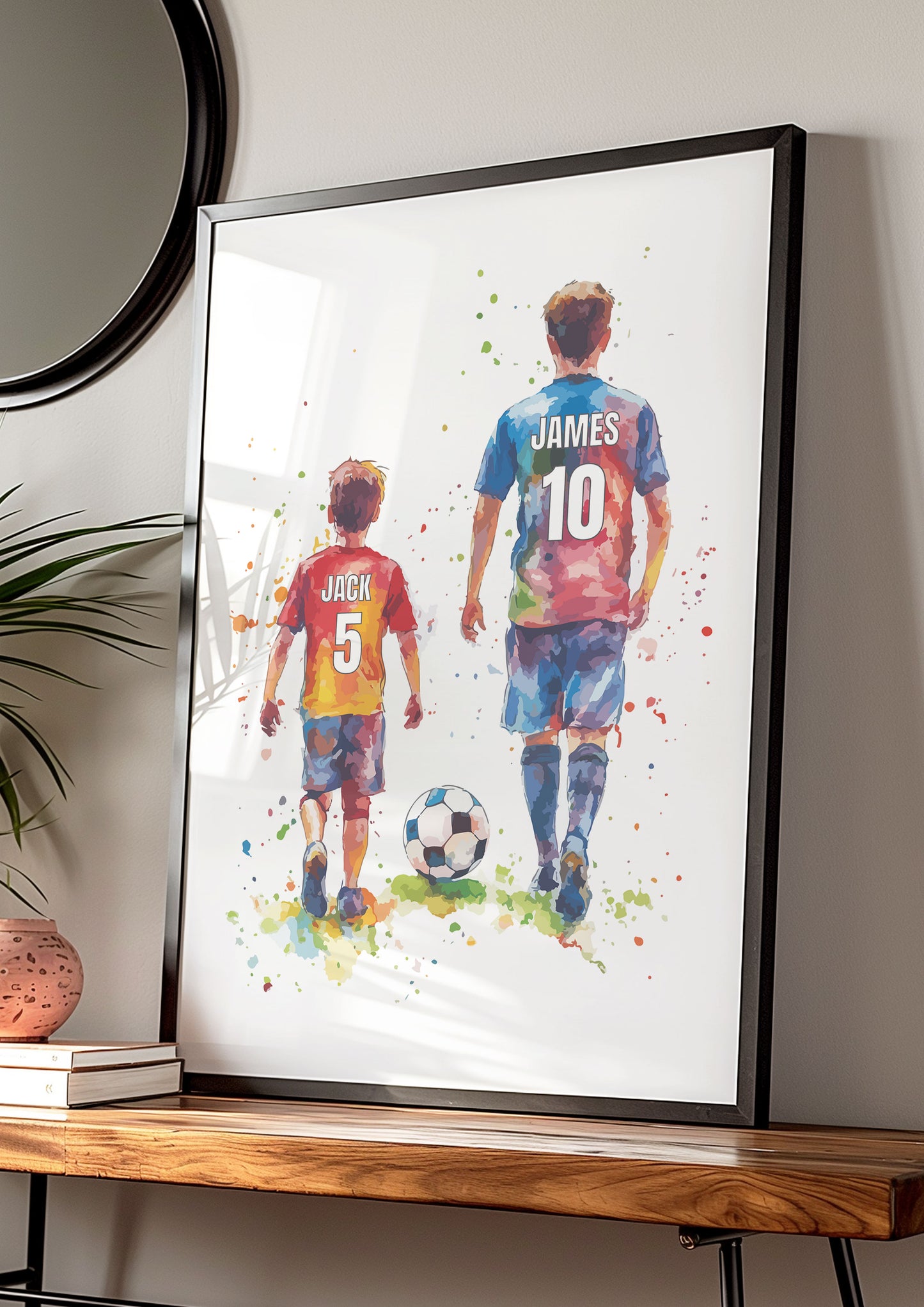 Personalised Dad and Son Football Wall Art