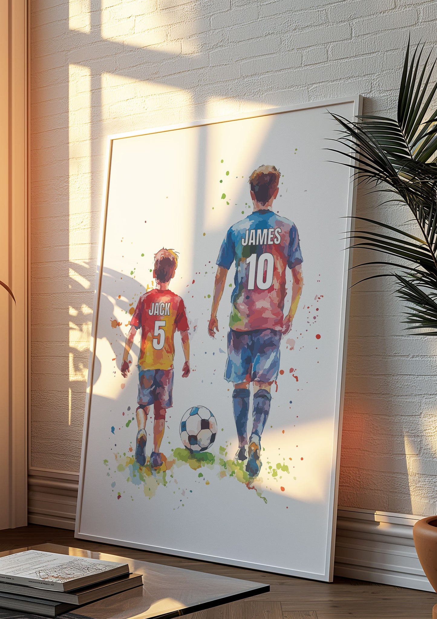 Personalised Dad and Son Football Wall Art