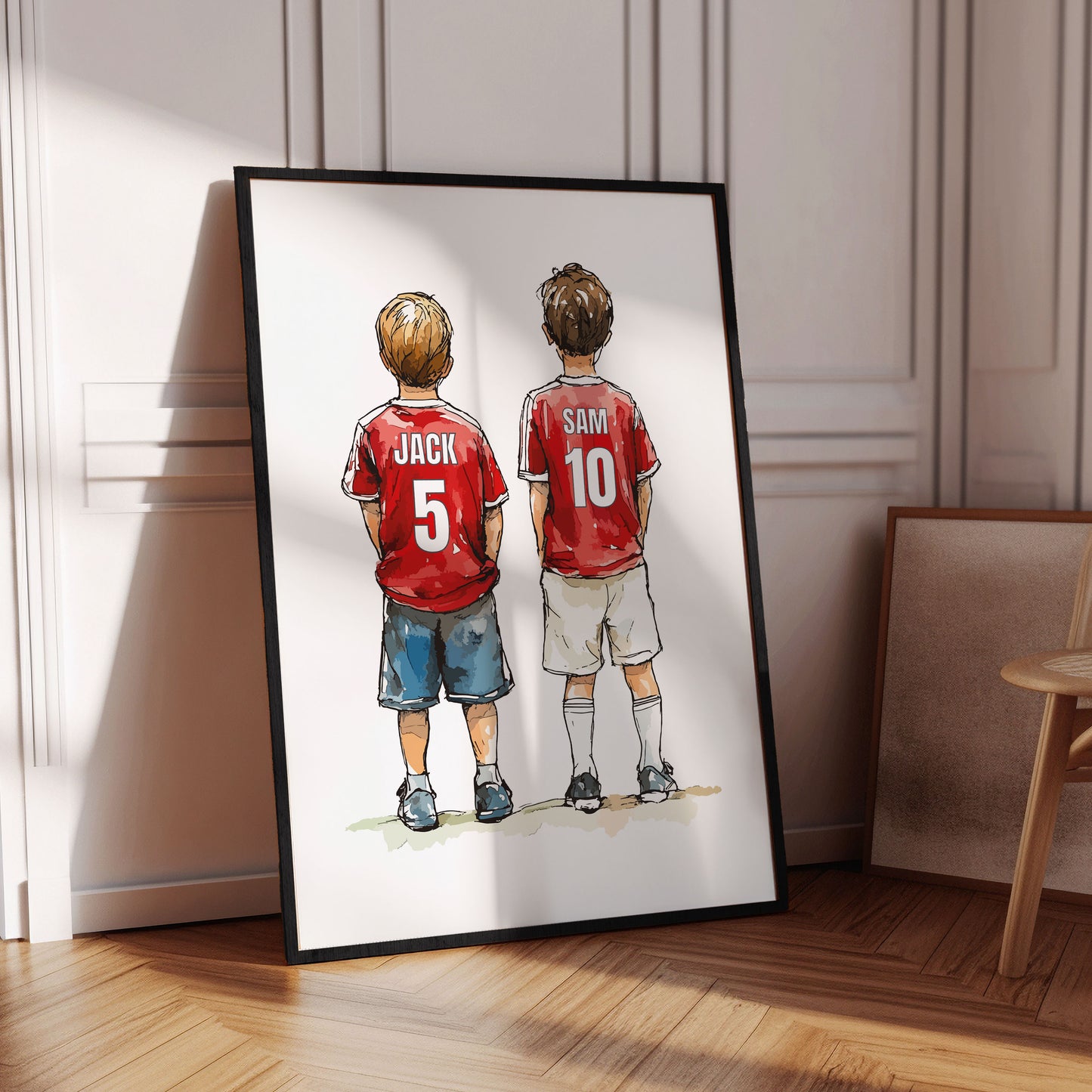 Personalised Football Print With Two Boys