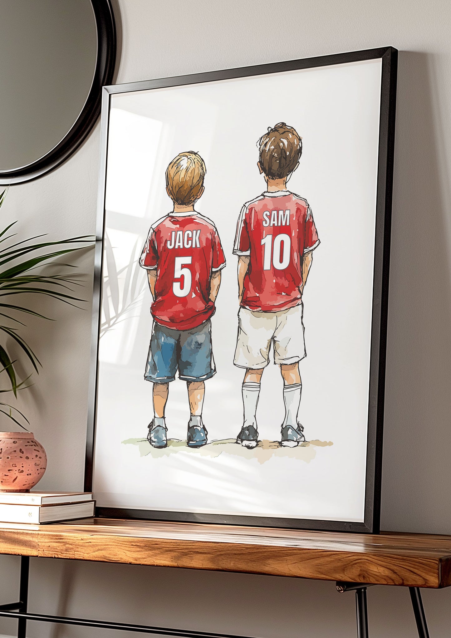 Personalised Football Print With Two Boys