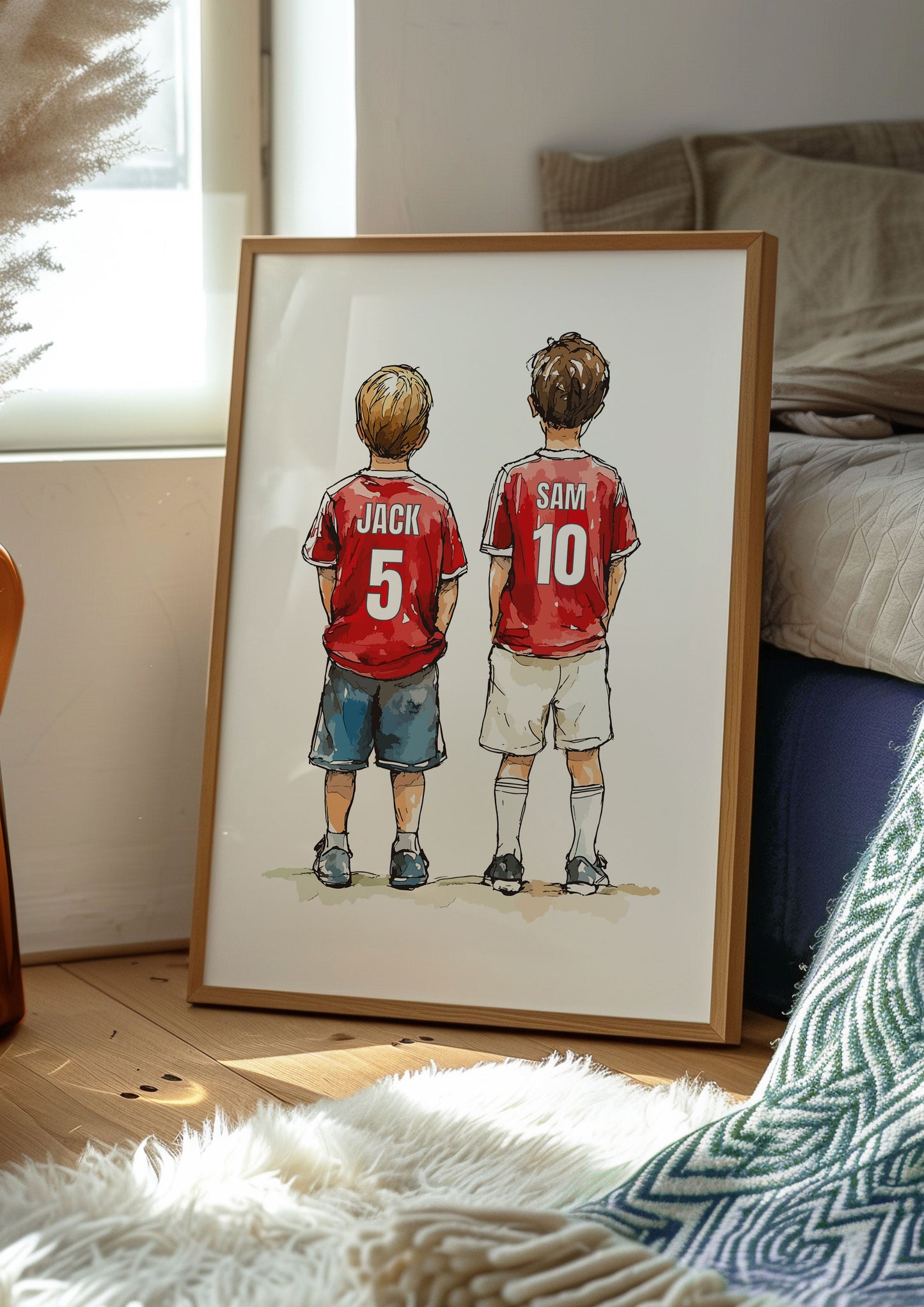 Personalised Football Print With Two Boys