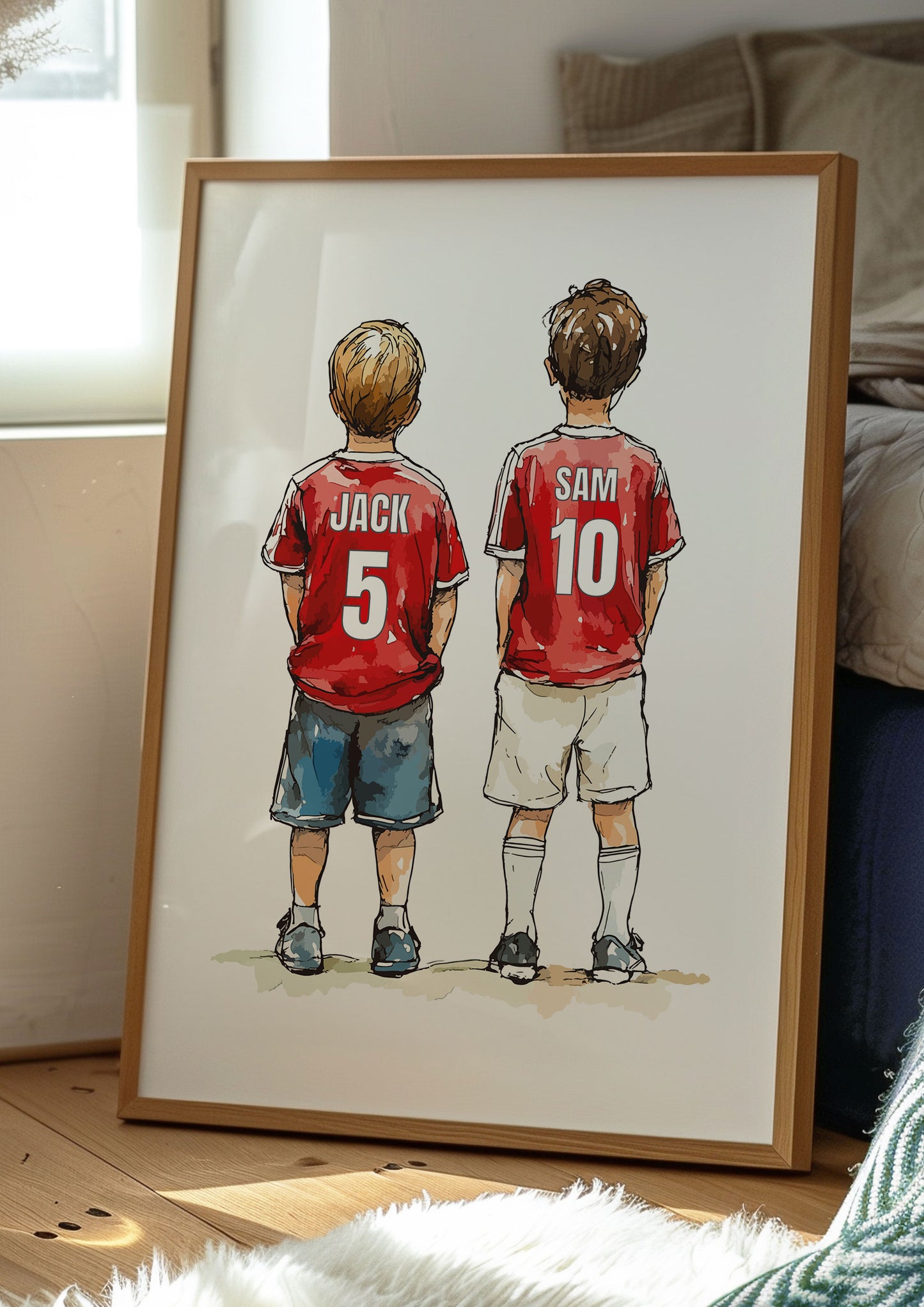 Personalised Football Print With Two Boys