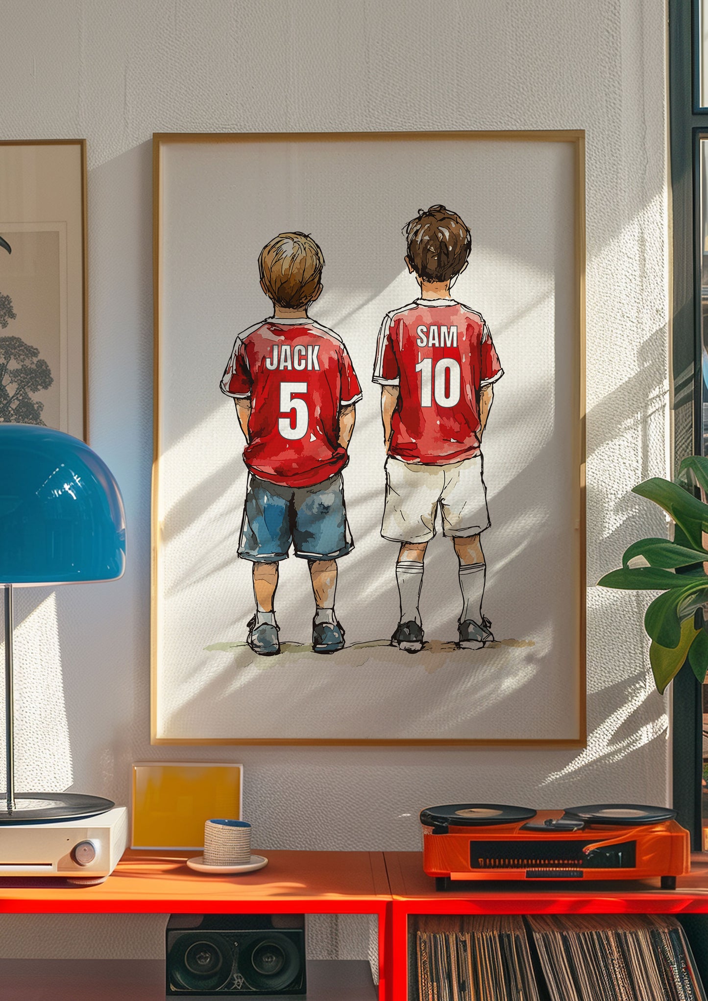 Personalised Football Print With Two Boys