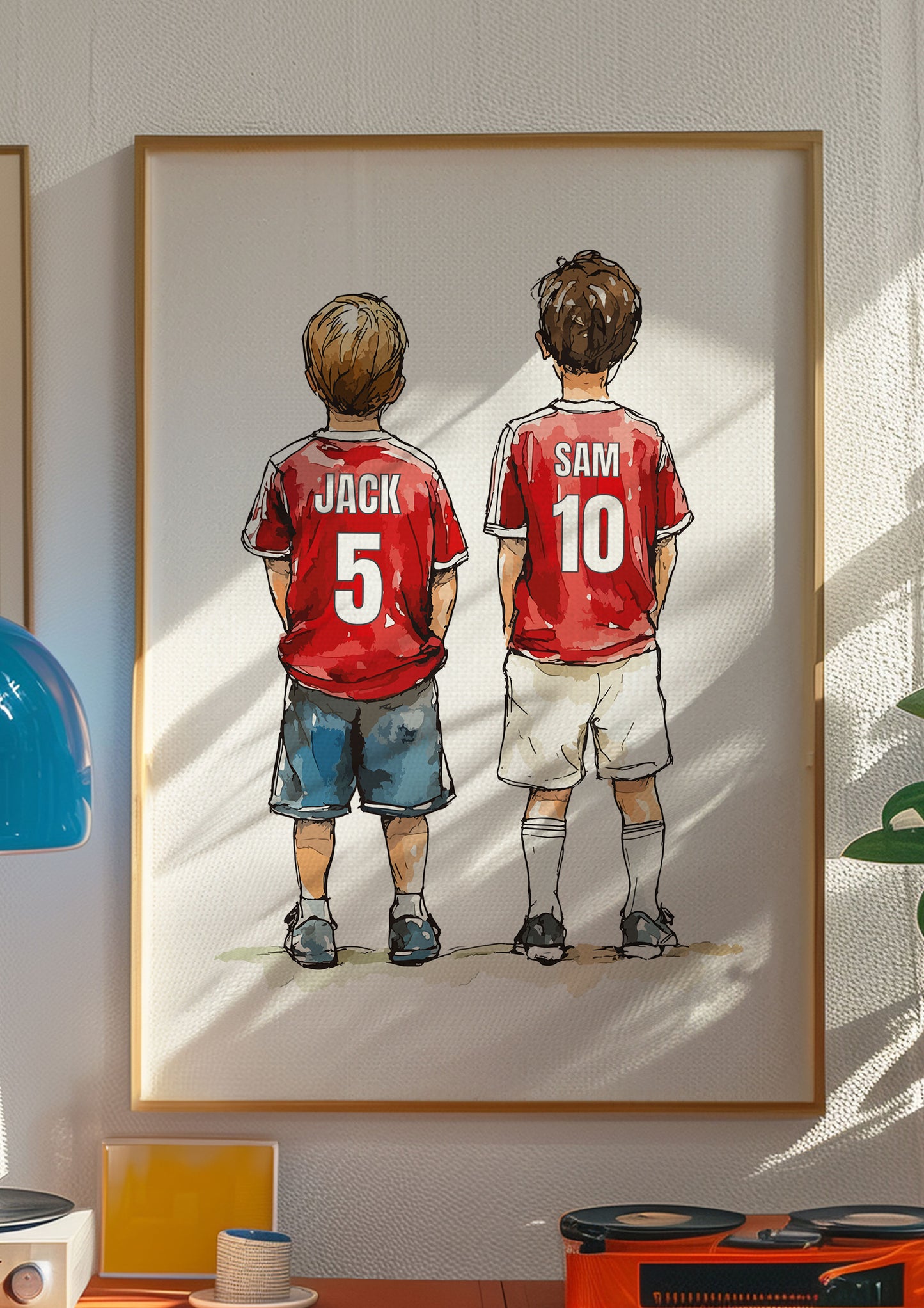 Personalised Football Print With Two Boys