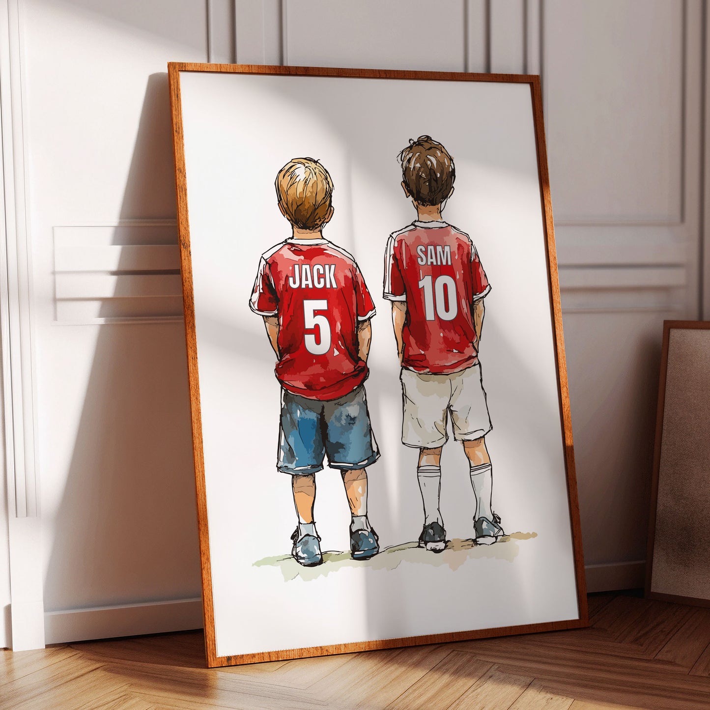 Personalised Football Print With Two Boys