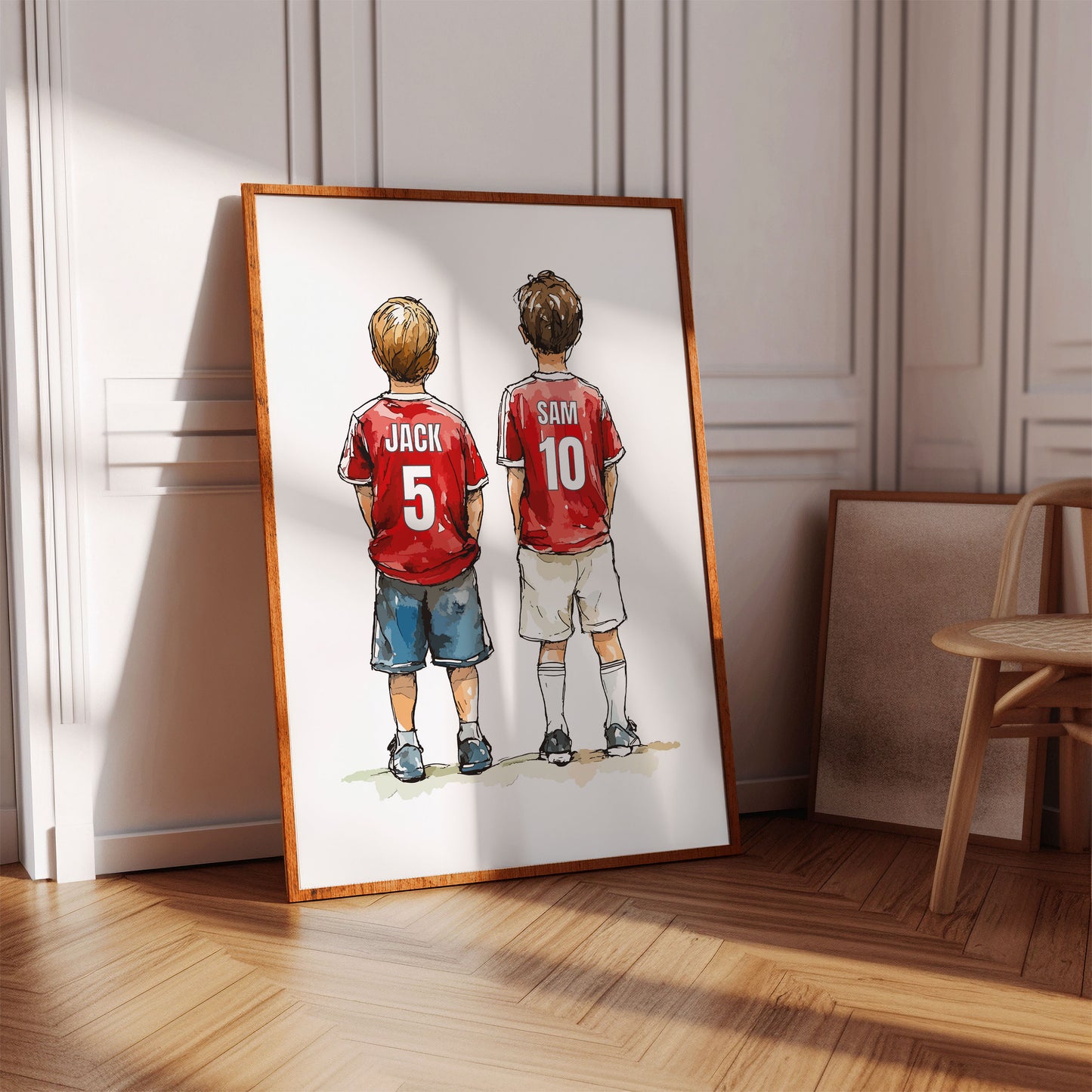 Personalised Football Print With Two Boys