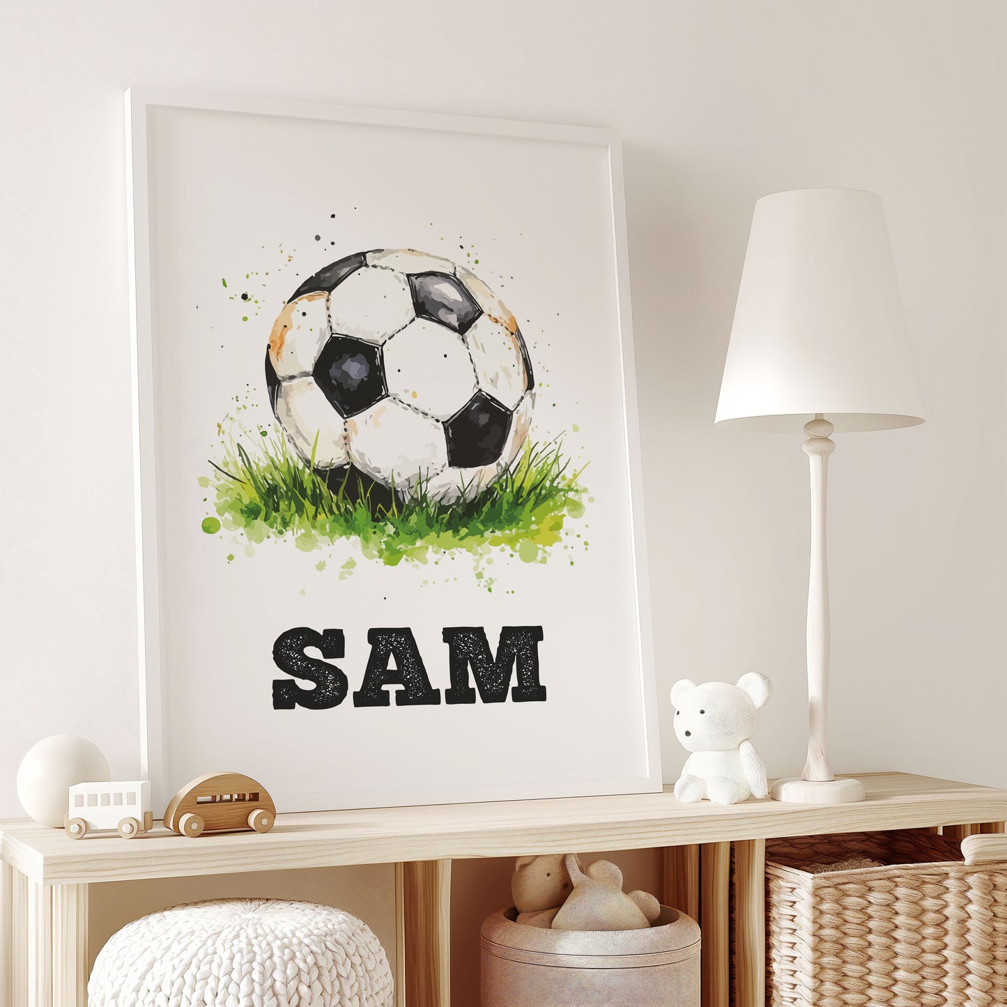 Personalised Football Wall Art Print, Football Gift for Boy Bedroom Decor, Football Print, Kid Bedroom Football Decor Football Name Print