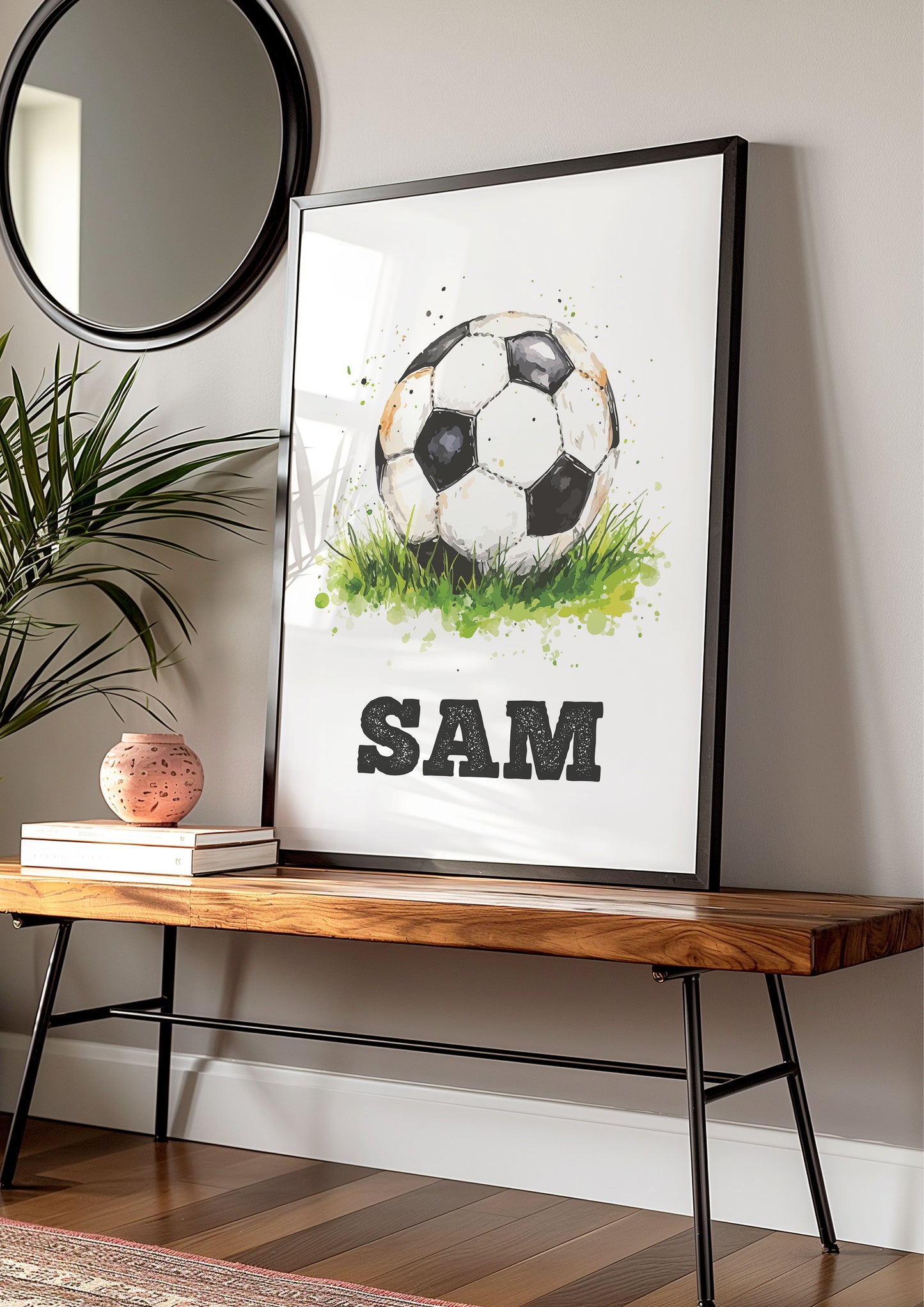 Personalised Football Wall Art Print, Football Gift for Boy Bedroom Decor, Football Print, Kid Bedroom Football Decor Football Name Print