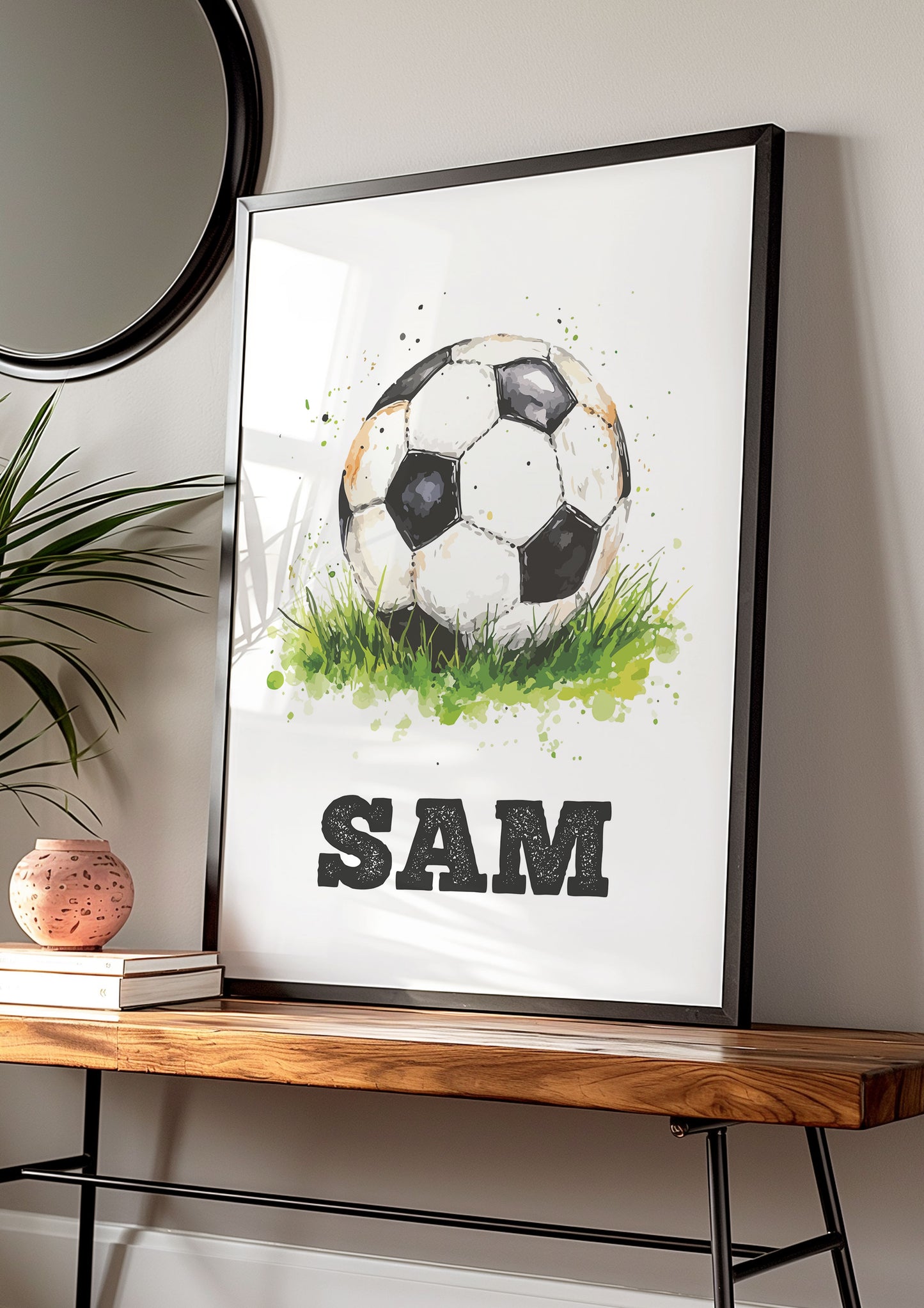 Personalised Football Wall Art Print, Football Gift for Boy Bedroom Decor, Football Print, Kid Bedroom Football Decor Football Name Print