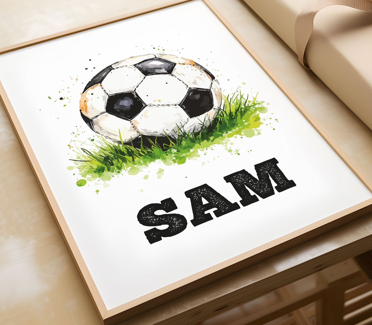 Personalised Football Wall Art Print, Football Gift for Boy Bedroom Decor, Football Print, Kid Bedroom Football Decor Football Name Print