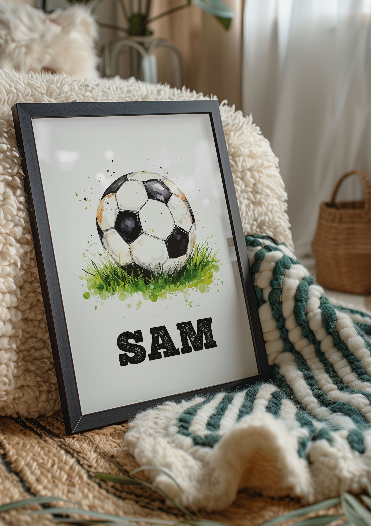 Personalised Football Wall Art Print, Football Gift for Boy Bedroom Decor, Football Print, Kid Bedroom Football Decor Football Name Print