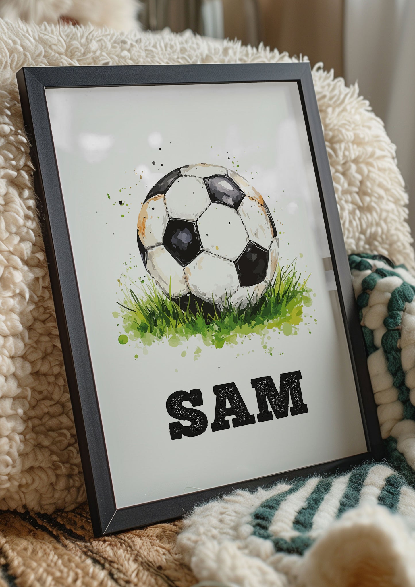 Personalised Football Wall Art Print, Football Gift for Boy Bedroom Decor, Football Print, Kid Bedroom Football Decor Football Name Print