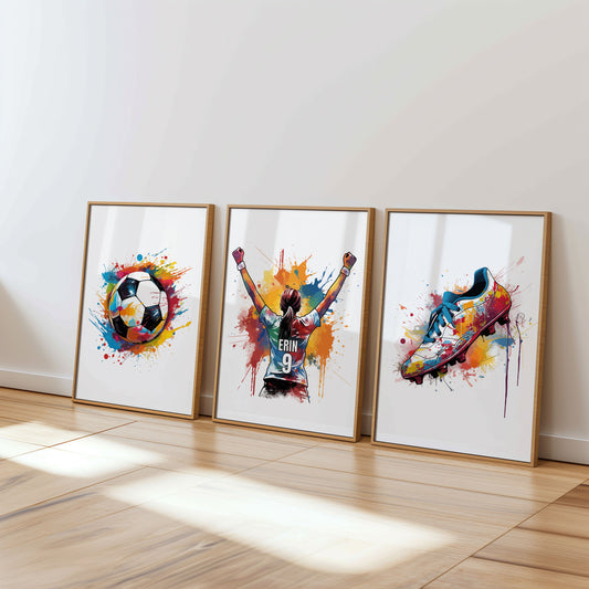 Personalised Watercolour Football Wall Art Prints