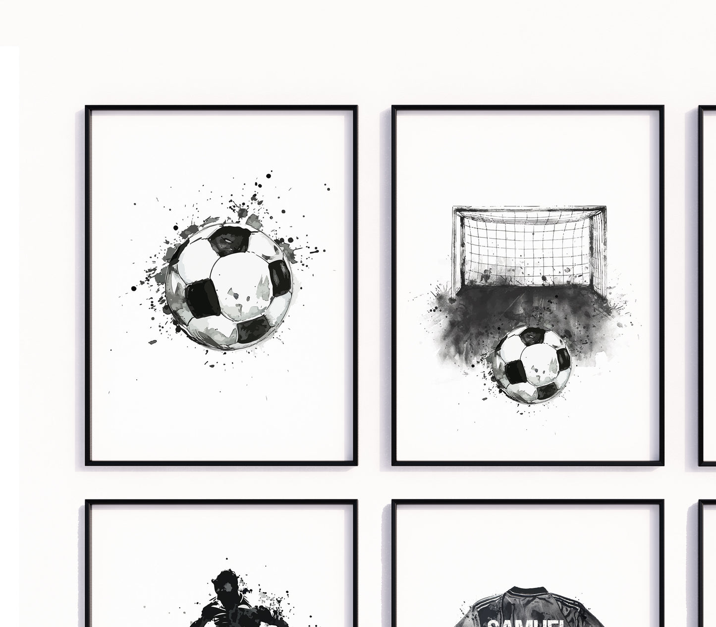 Personalised Football Prints, Black Football Wall Art, Kids Bedroom Football Decor, Football Prints For Kids, Football Shirt Name Print, Son