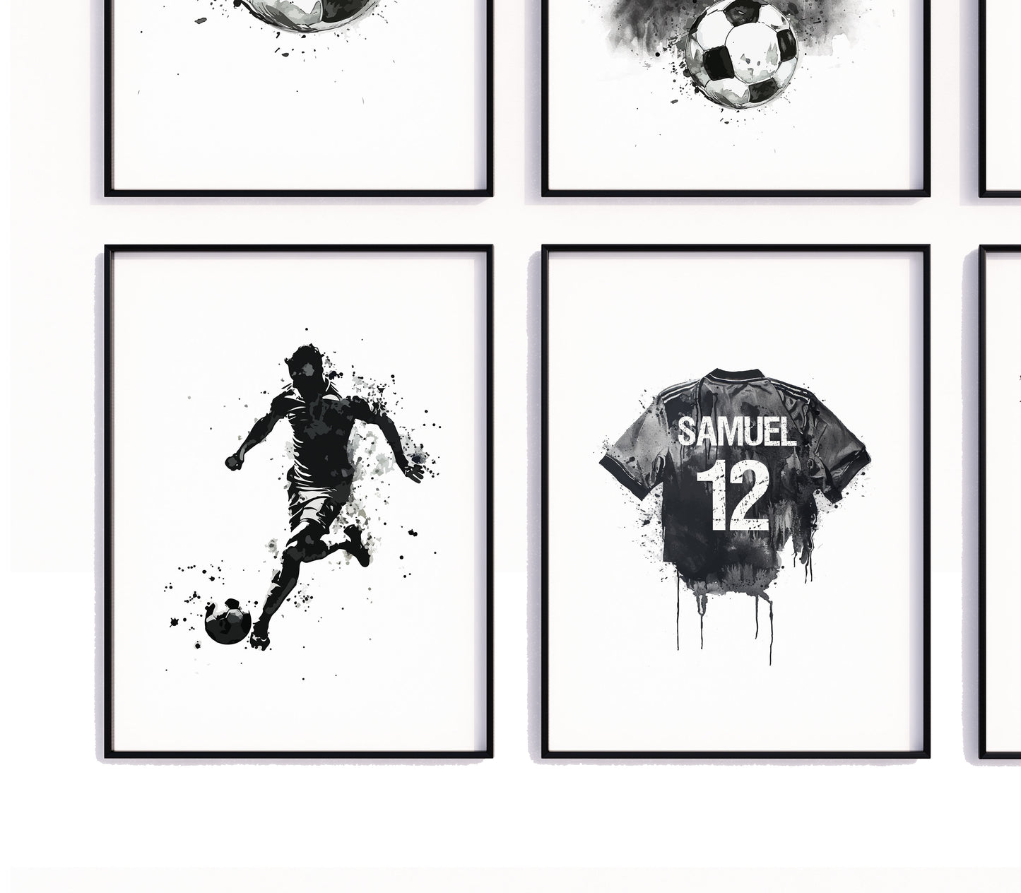 Personalised Football Prints, Black Football Wall Art, Kids Bedroom Football Decor, Football Prints For Kids, Football Shirt Name Print, Son