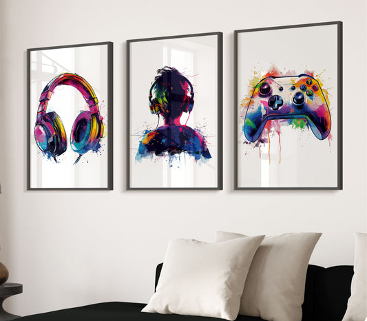 Set of 3 Gamer Wall Art