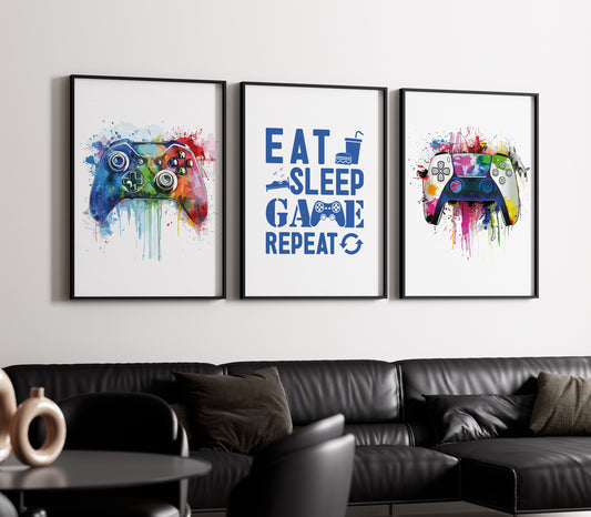 Colourful Gaming Wall Art Set