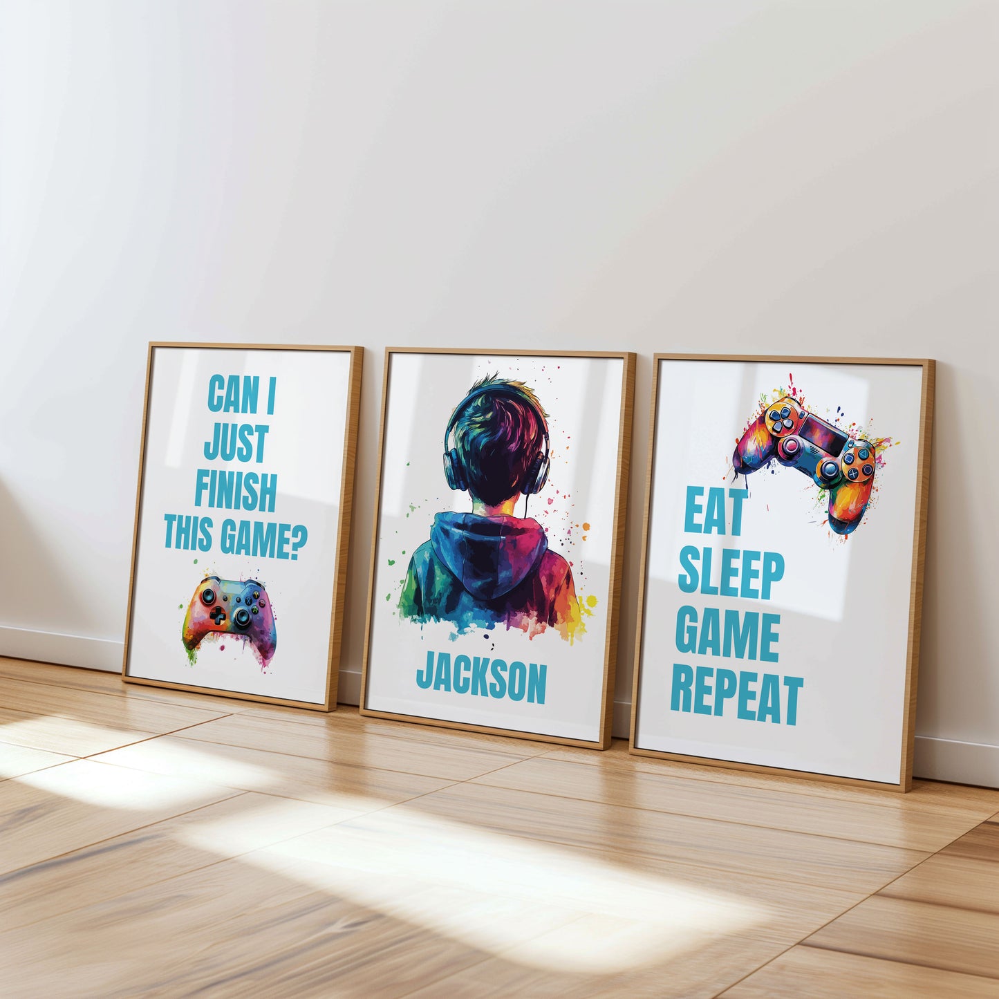 Set of 3 Gamer Wall Art For Boys Bedroom