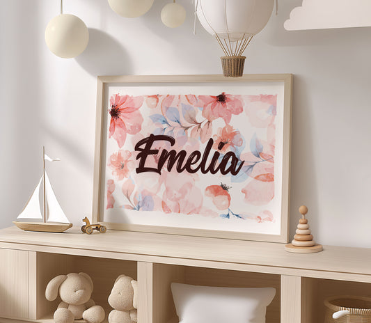 Custom Floral Name Print