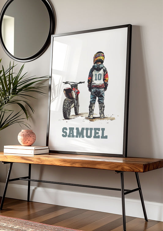 Personalised Motocross Print, Motorbike Print, Motocross Wall Art, Motorbike Wall Art, Boys Bedroom Decor, Motocross Poster, Gift For Boys