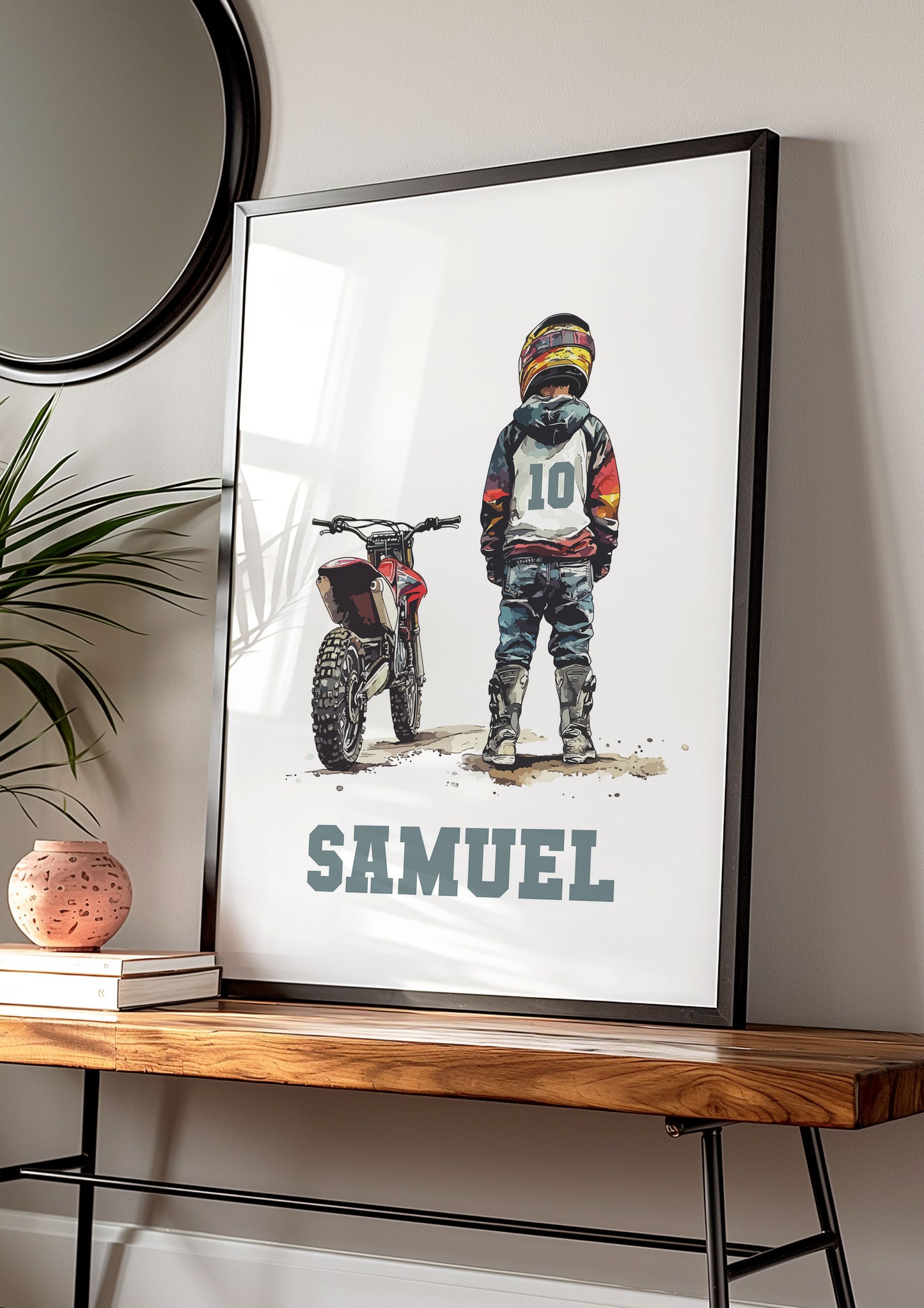 Personalised Motocross Print, Motorbike Print, Motocross Wall Art, Motorbike Wall Art, Boys Bedroom Decor, Motocross Poster, Gift For Boys