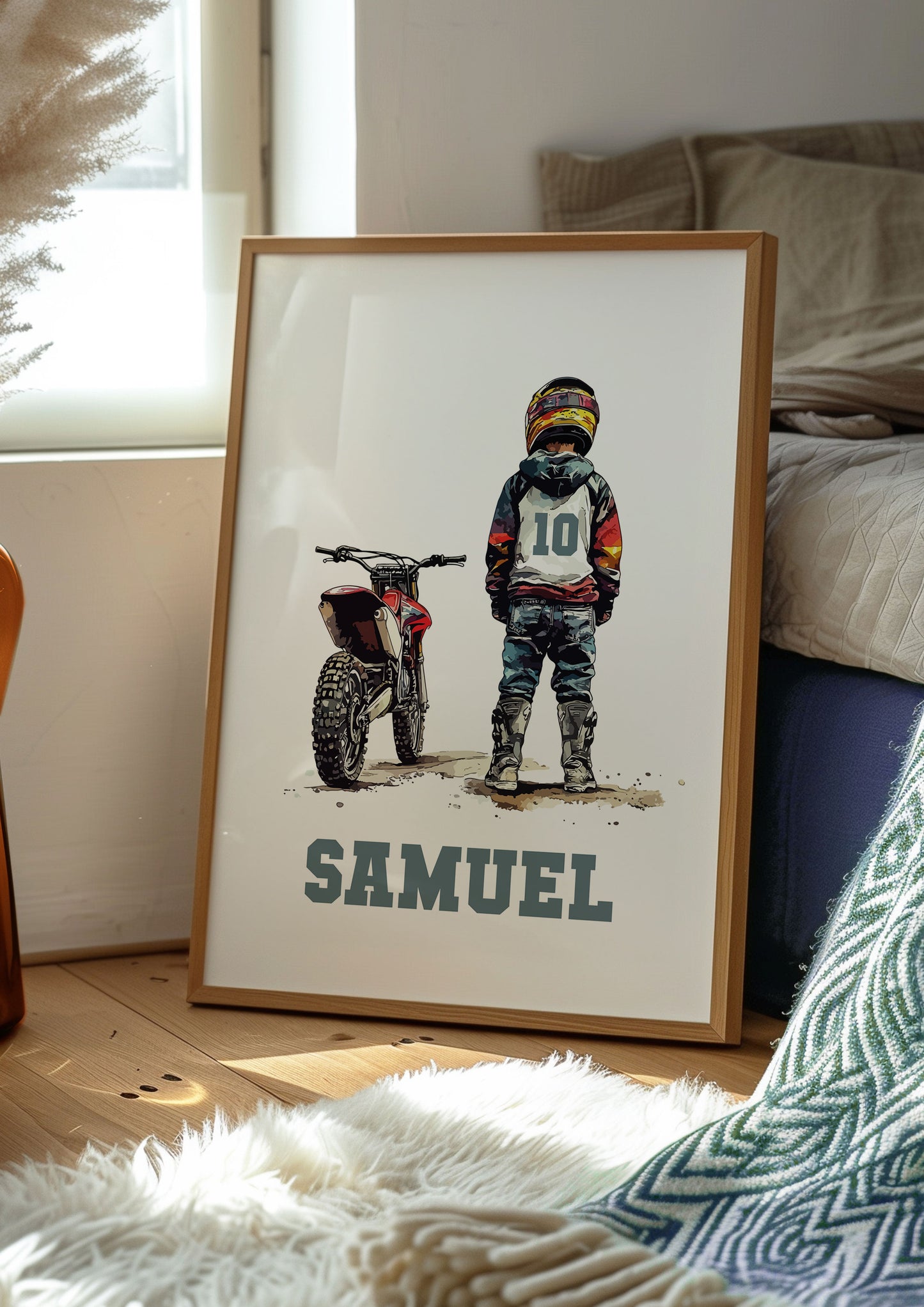 Personalised Motocross Print, Motorbike Print, Motocross Wall Art, Motorbike Wall Art, Boys Bedroom Decor, Motocross Poster, Gift For Boys