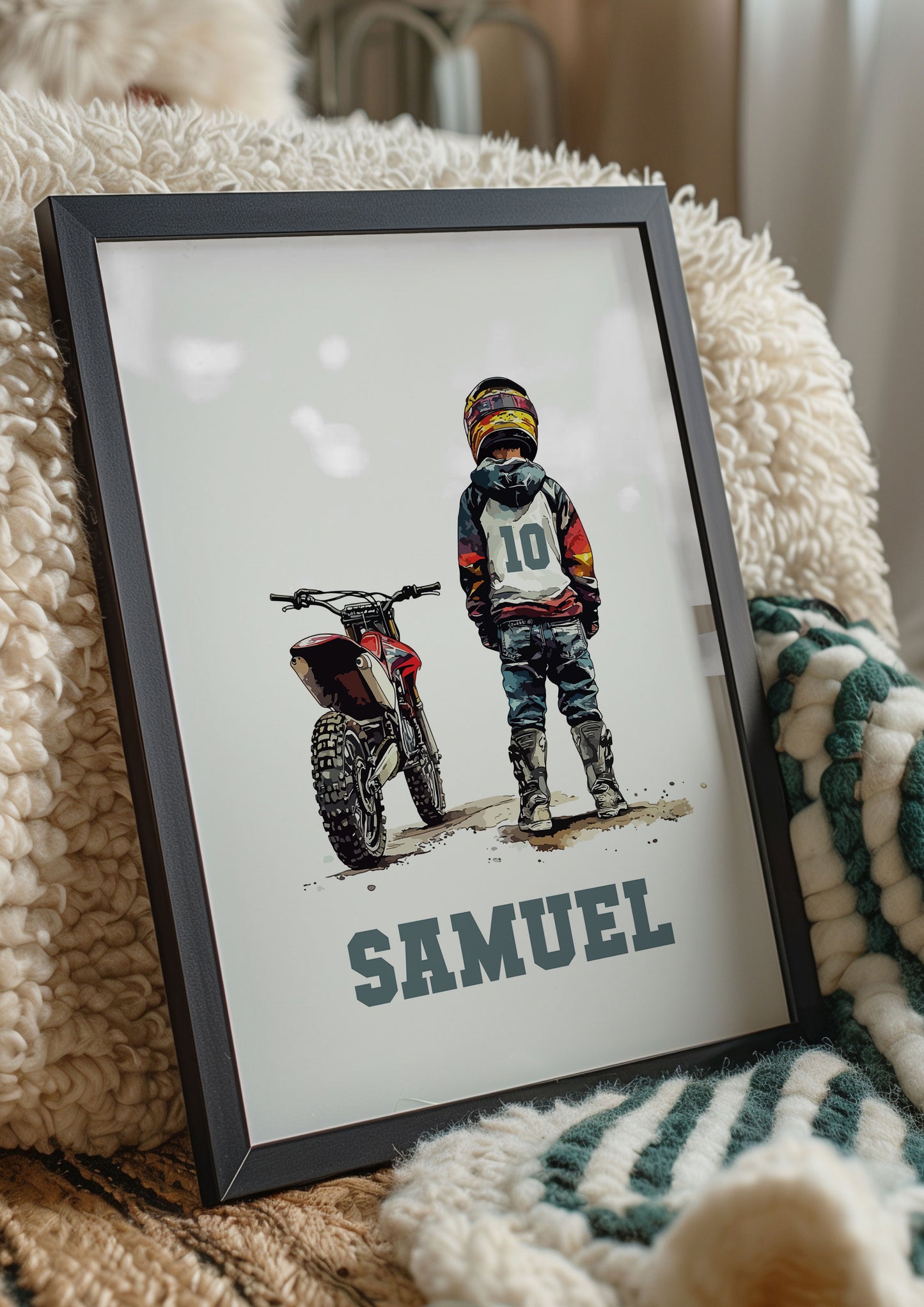 Personalised Motocross Print, Motorbike Print, Motocross Wall Art, Motorbike Wall Art, Boys Bedroom Decor, Motocross Poster, Gift For Boys