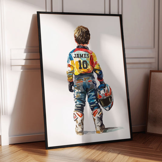 Personalised Young Boy Motocross Print
