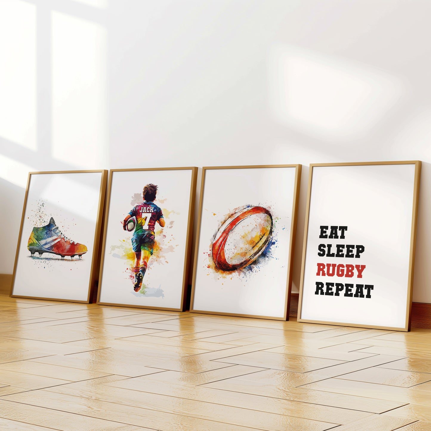 Personalised Set of 4 Rugby Player Gift