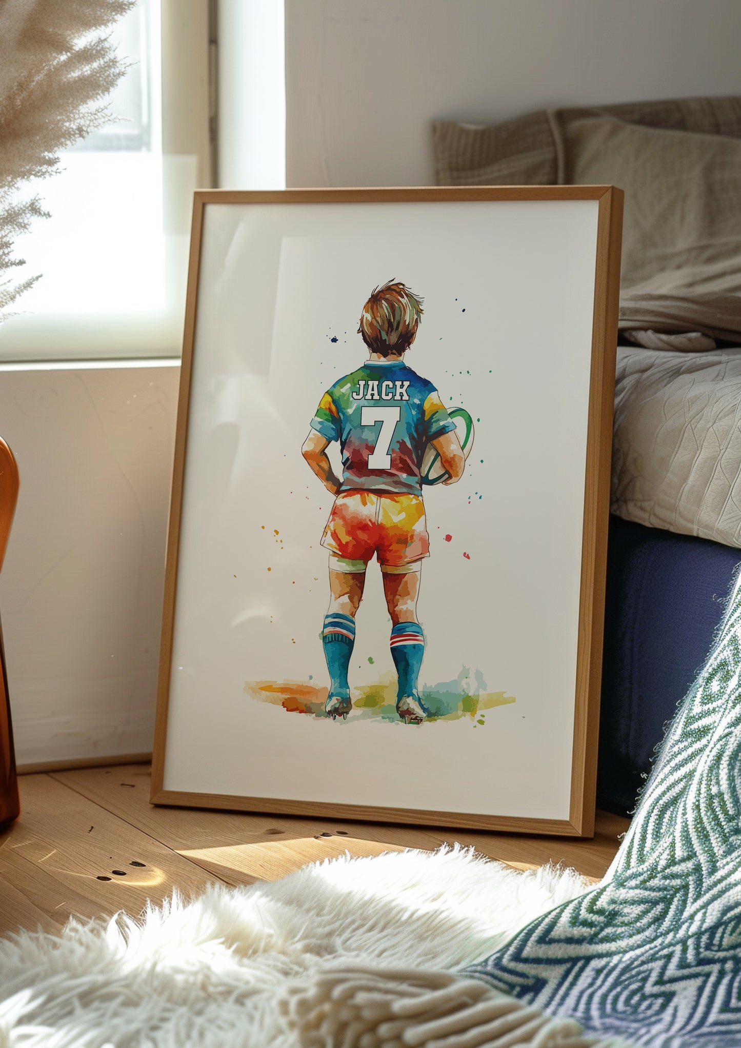 Personalised Rugby Player Gift Set of 4 Prints