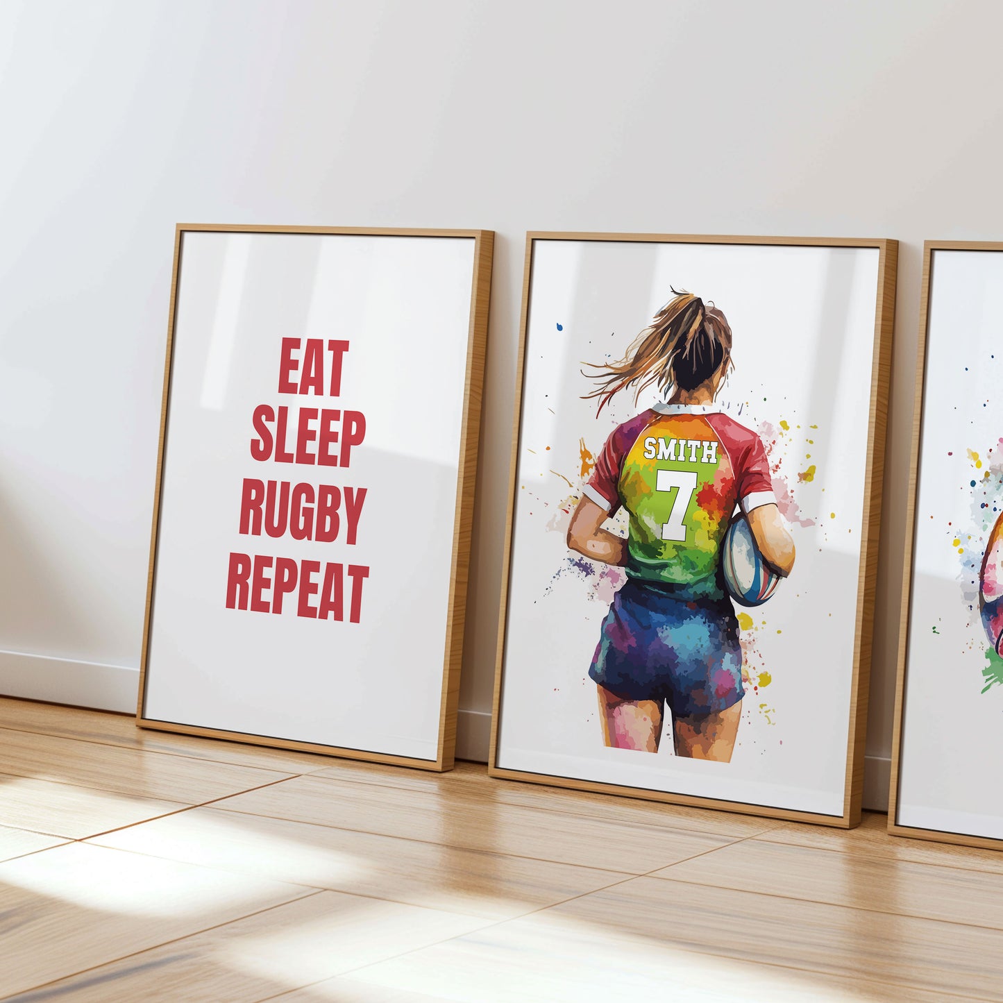 Personalised Girls Rugby Print, Female Rugby Player, Rugby Gifts for Girls, Rugby Gift, Rugby Wall Art, Girls Bedroom Prints, Rugby Print